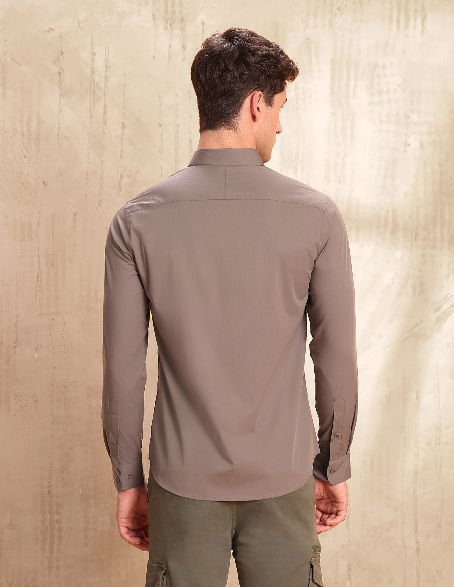 Tailored Fit Solid Shirt Light Brown - U.S. POLO ASSN. | Large