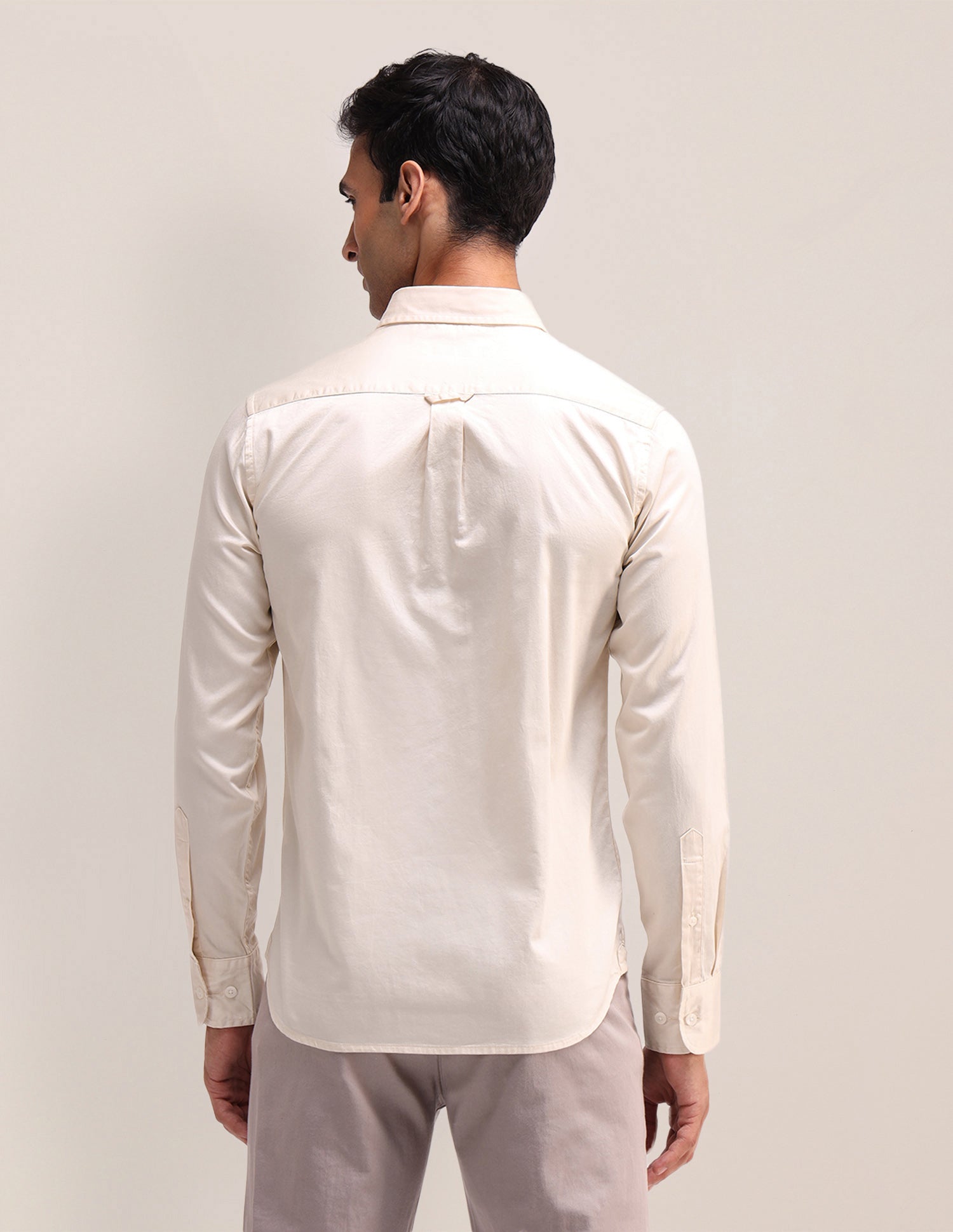 Tailored Fit Satin Shirt Ivory - U.S. Polo Assn. India | Large