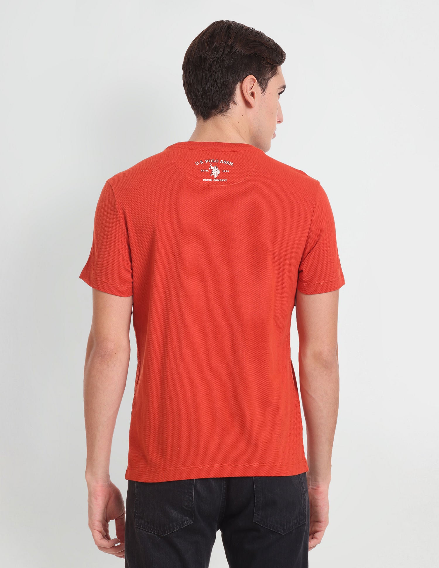 Muscle Fit Textured Solid T-Shirt Orange - U.S. POLO ASSN. | Large