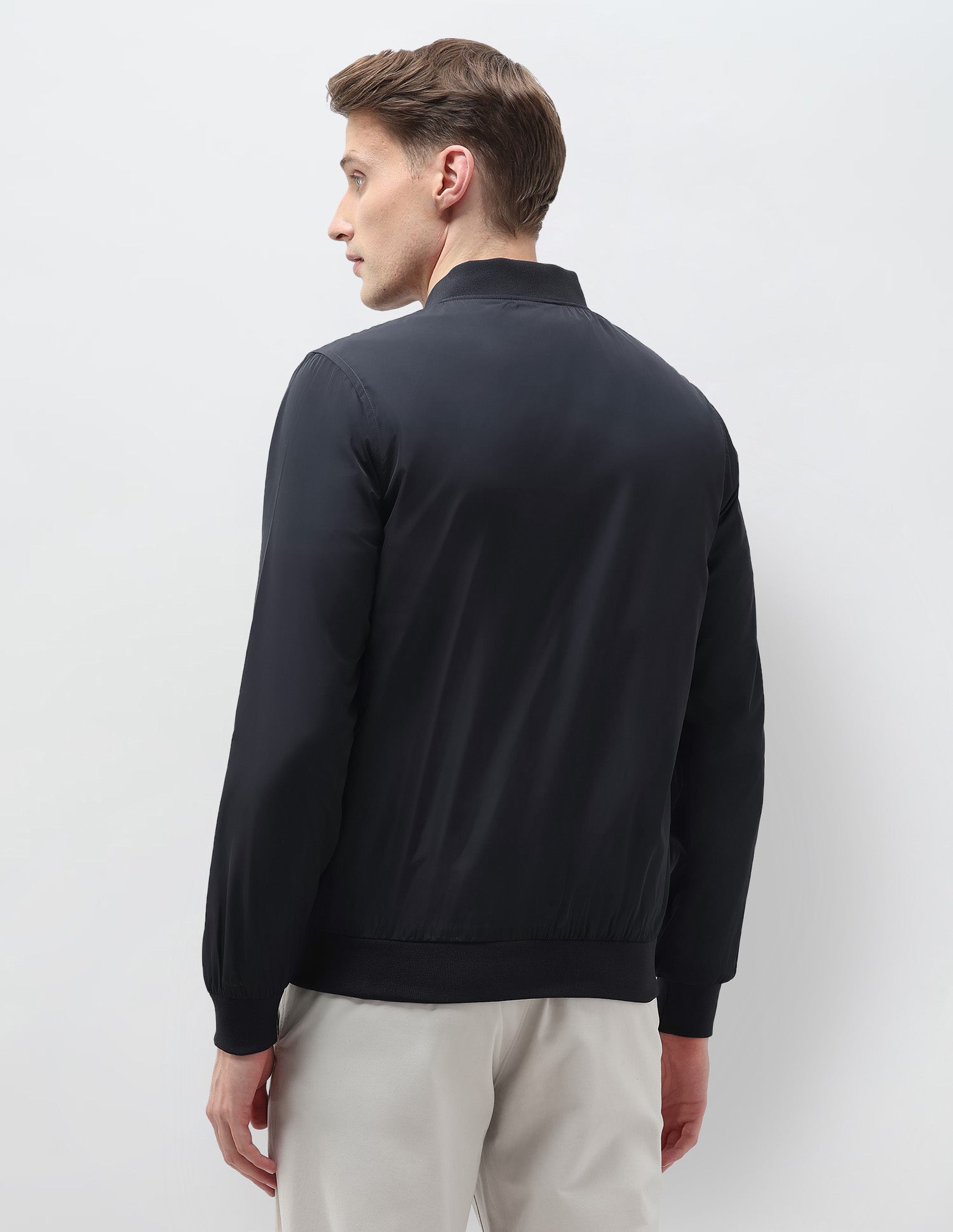 Solid Regular Fit Bomber Jacket Navy - U.S. Polo Assn. India | Large