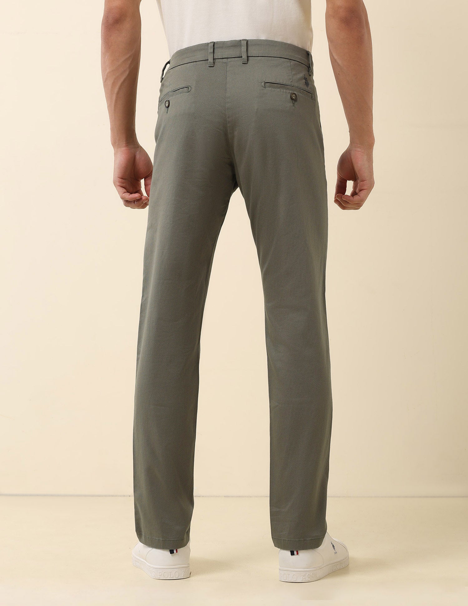 Textured Riley Straight Fit Trousers Olive - U.S. Polo Assn. India | Large