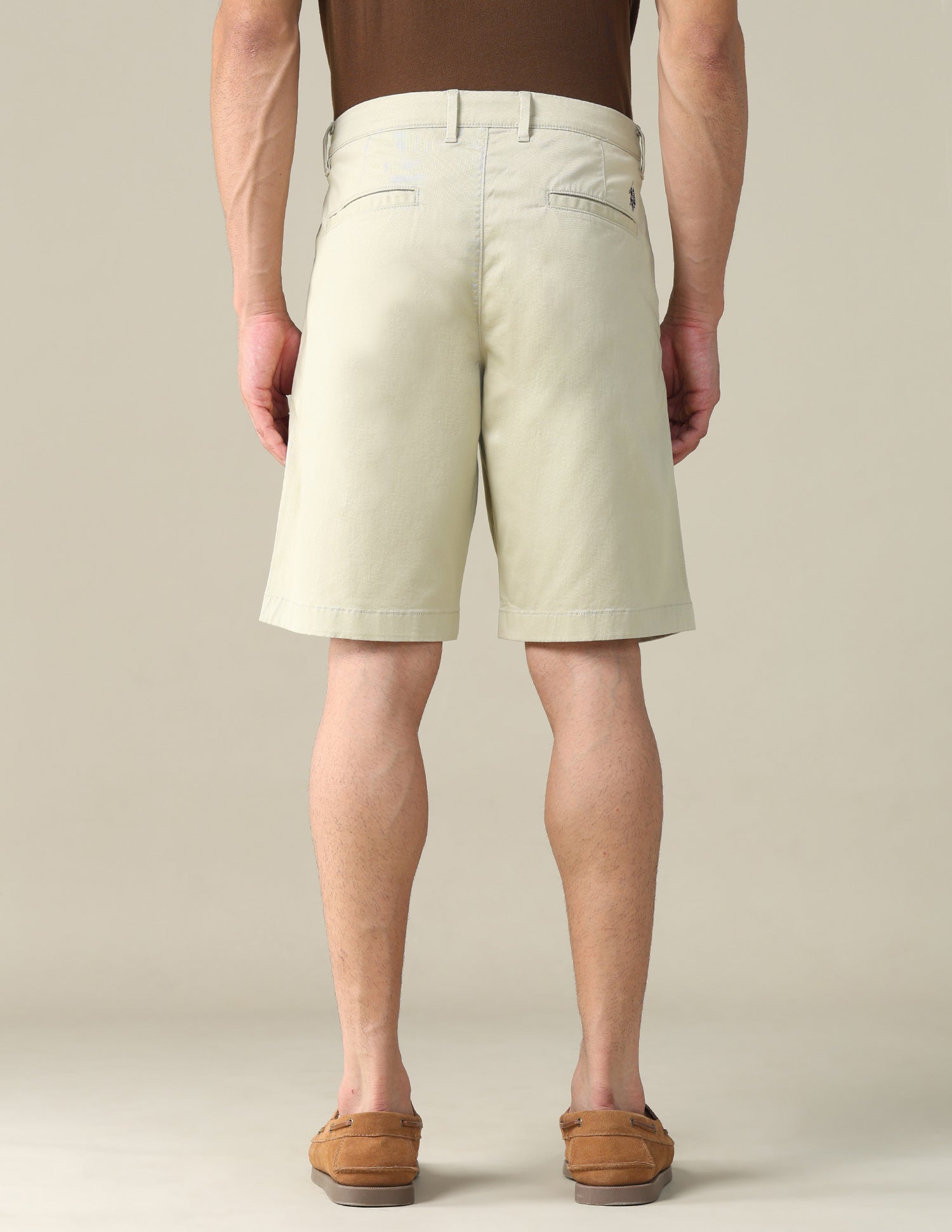 Solid Slim Fit Shorts Beige - U.S. POLO ASSN. | Large