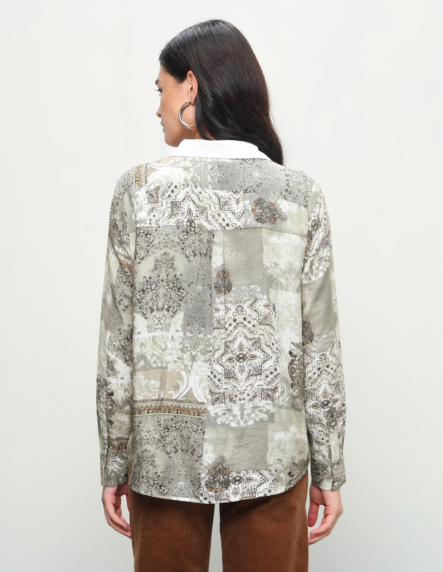 All-Over Printed Regular Fit Shirt Beige - U.S. Polo Assn. India | Large