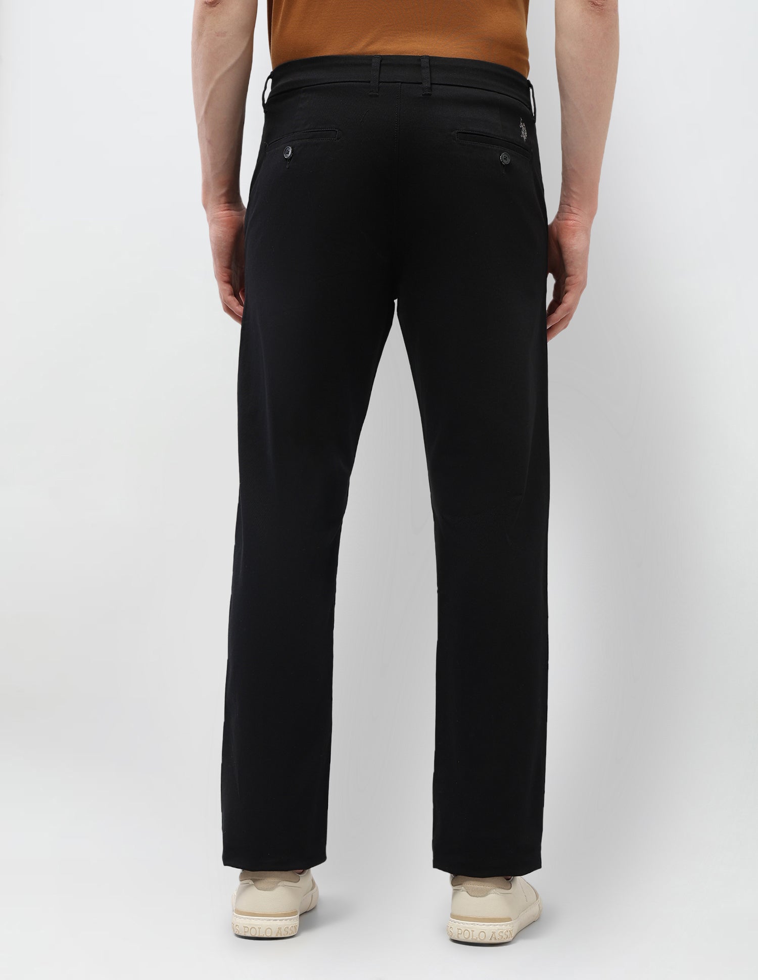 Solid Riley Straight Fit Trousers Black - U.S. Polo Assn. India | Large