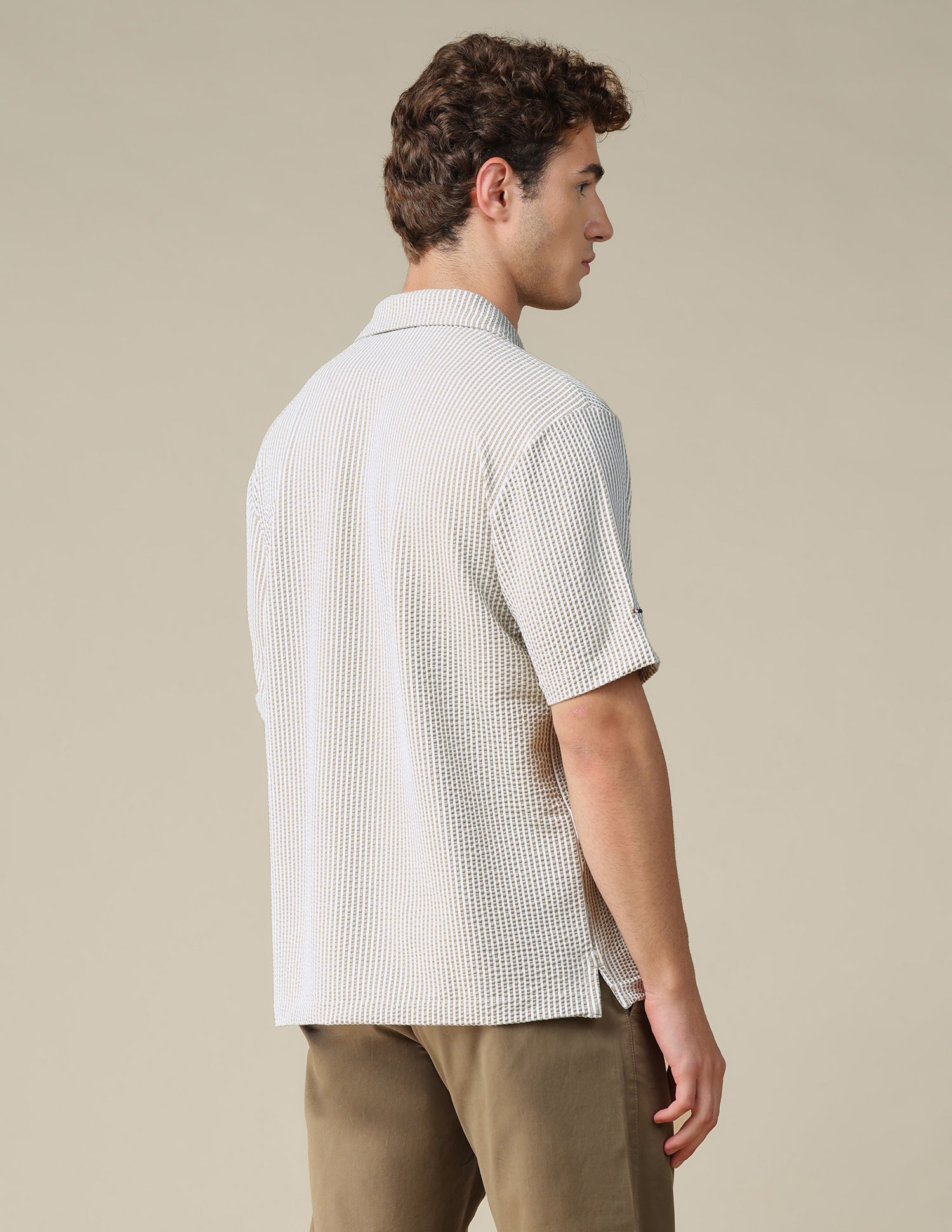 Vertical Striped Relaxed Fit Polo Shirt Khaki - U.S. Polo Assn. India | Large