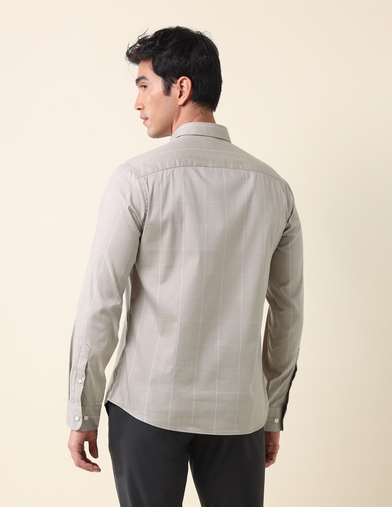 Windowpane Checked Twill Shirt Light Grey - U.S. Polo Assn. India | Large