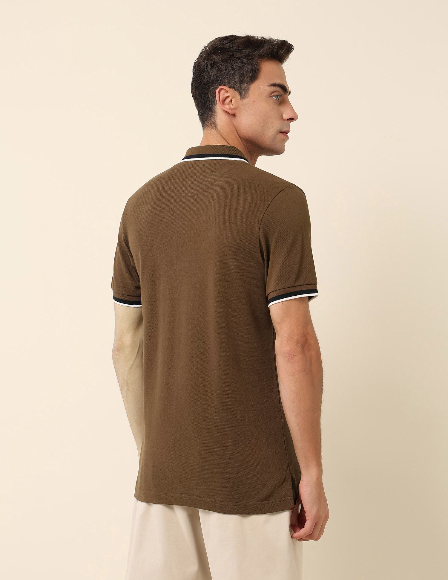 Pure Cotton Slim Fit Polo Shirt Light Brown - U.S. Polo Assn. India | Large