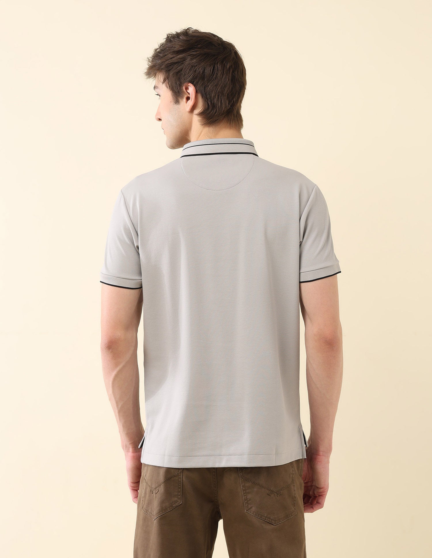 Solid Slim Fit Modern Monochrome Polo Shirt Grey - U.S. Polo Assn. India | Large