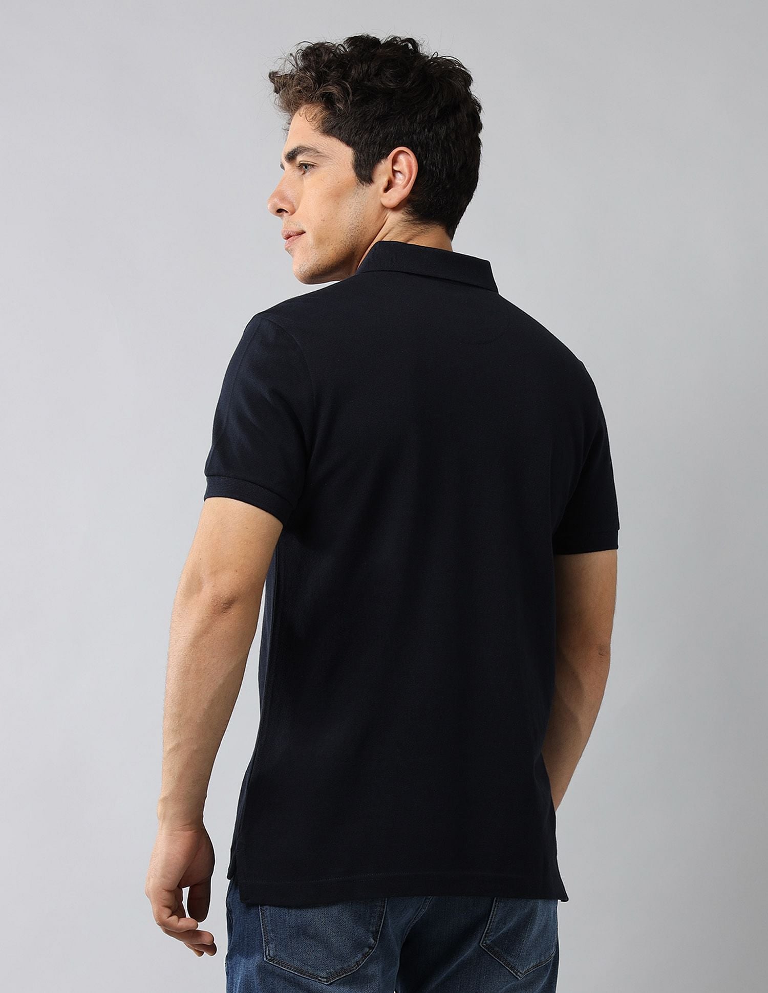 Brand Printed Muscle Fit Polo Shirt Navy - U.S. POLO ASSN. | Large