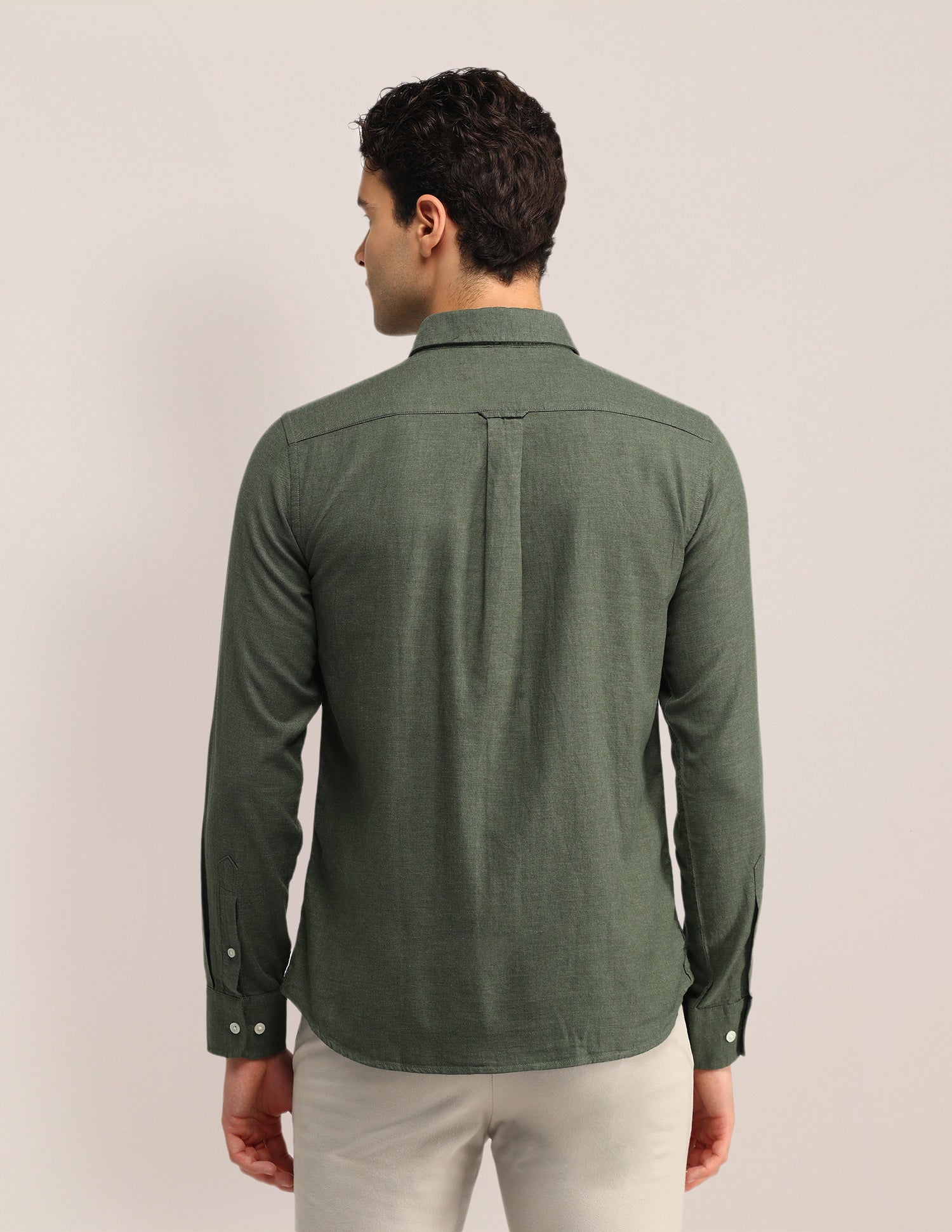Textured Tailored Fit Shirt Olive - U.S. Polo Assn. India | Large