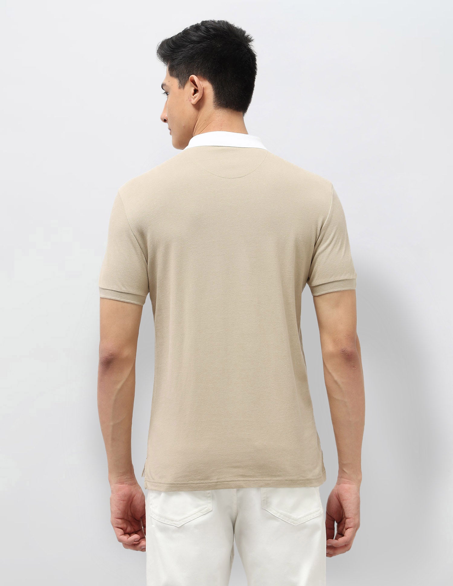 Colourblocked Pure Cotton Polo Shirt Beige - U.S. POLO ASSN. | Large