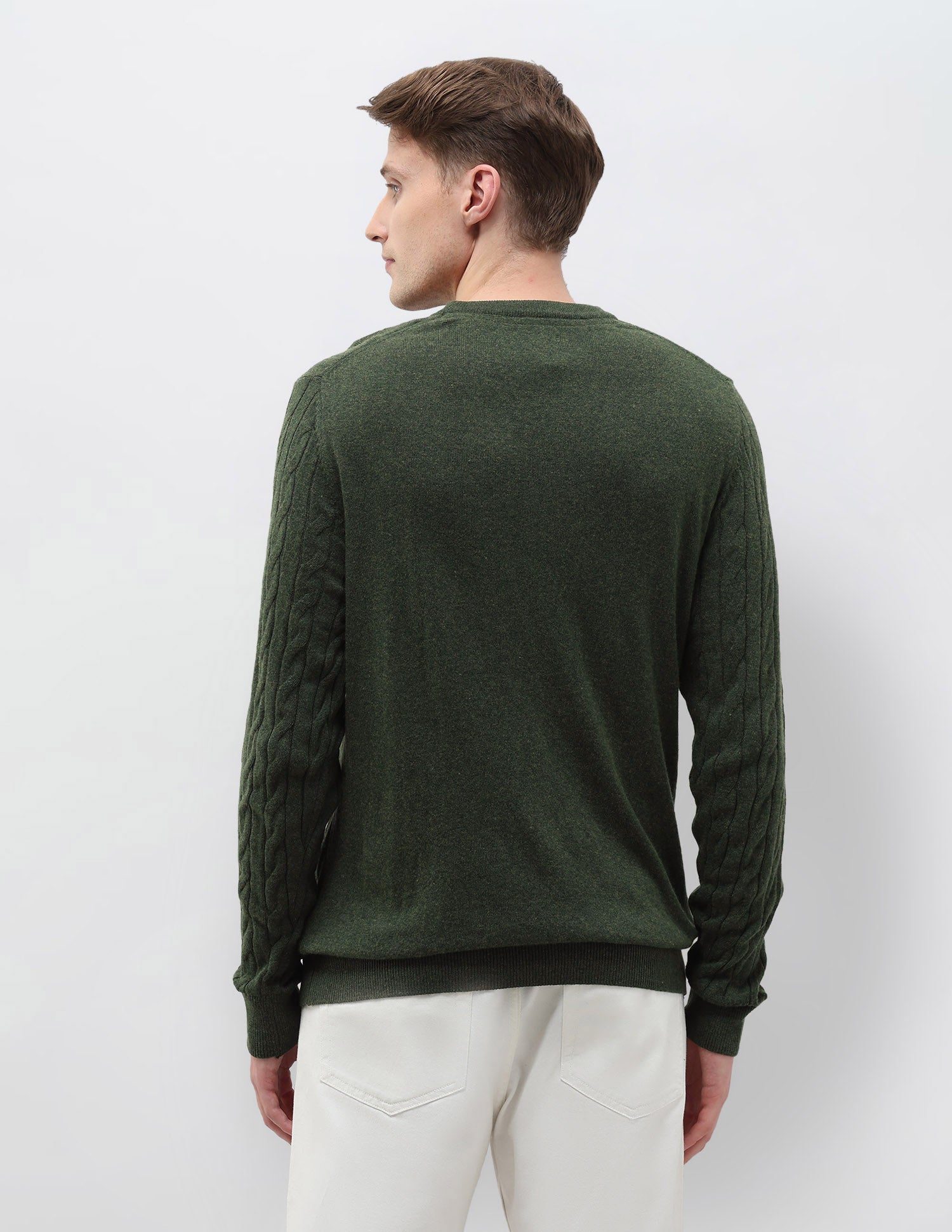 Cable Patterned Knit Regular Fit Sweater Dark Green - U.S. POLO ASSN. | Large