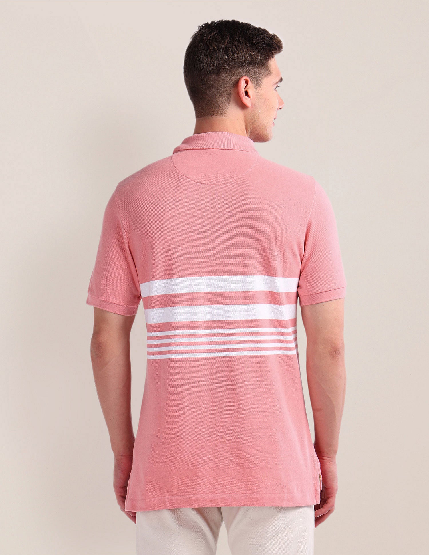 Horizontal Stripe Slim Polo Shirt Pink - U.S. Polo Assn. India | Large