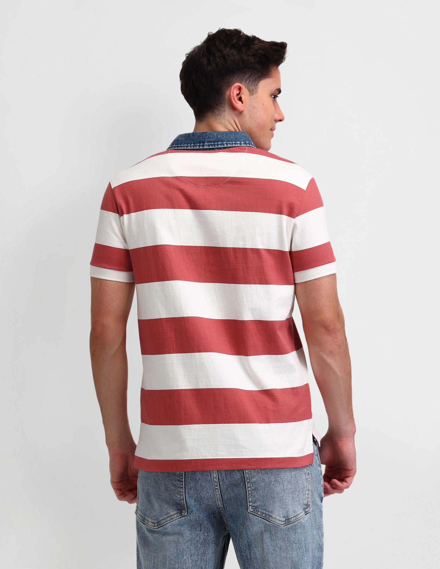 Horizontal Striped Cotton Polo Shirt Vivid Crimson - U.S. Polo Assn. India | Large