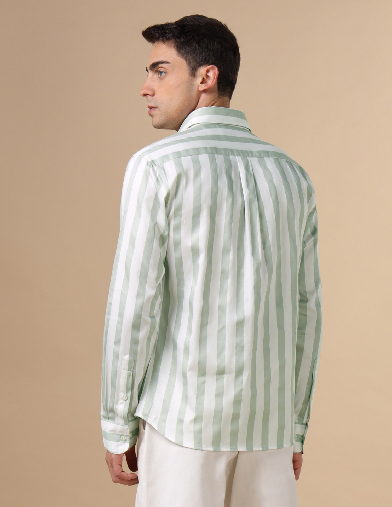 Vertical Striped Pure Cotton Shirt Light Green - U.S. POLO ASSN. | Large