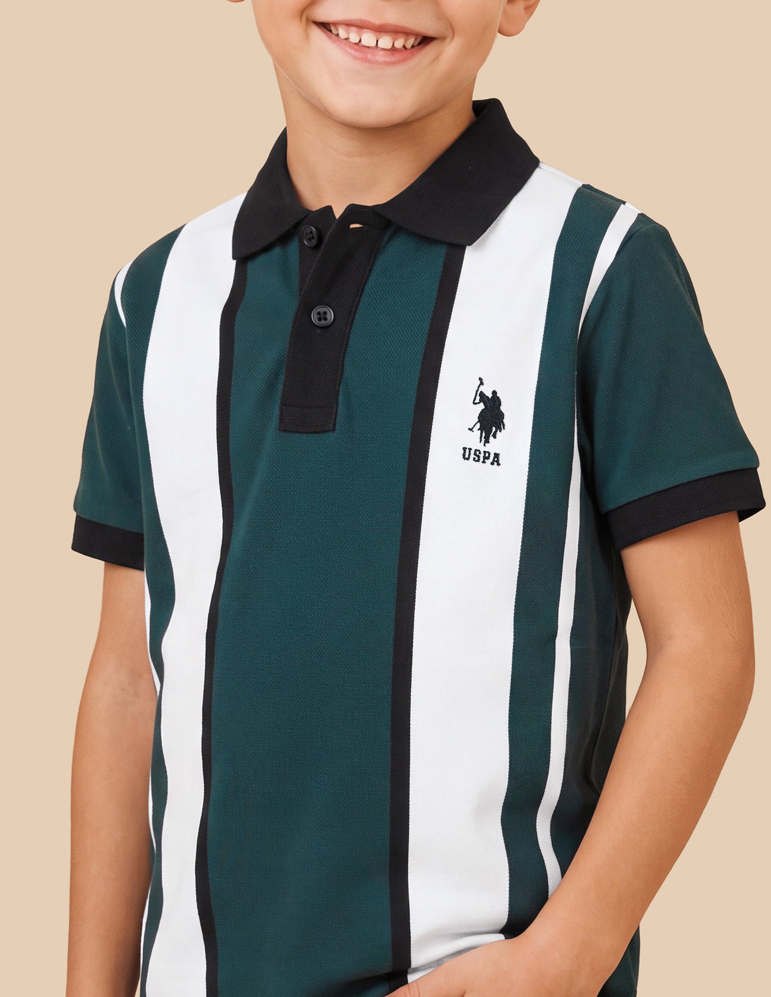 Vertical Striped Regular Fit Polo Shirt Teal - U.S. Polo Assn. India | Large