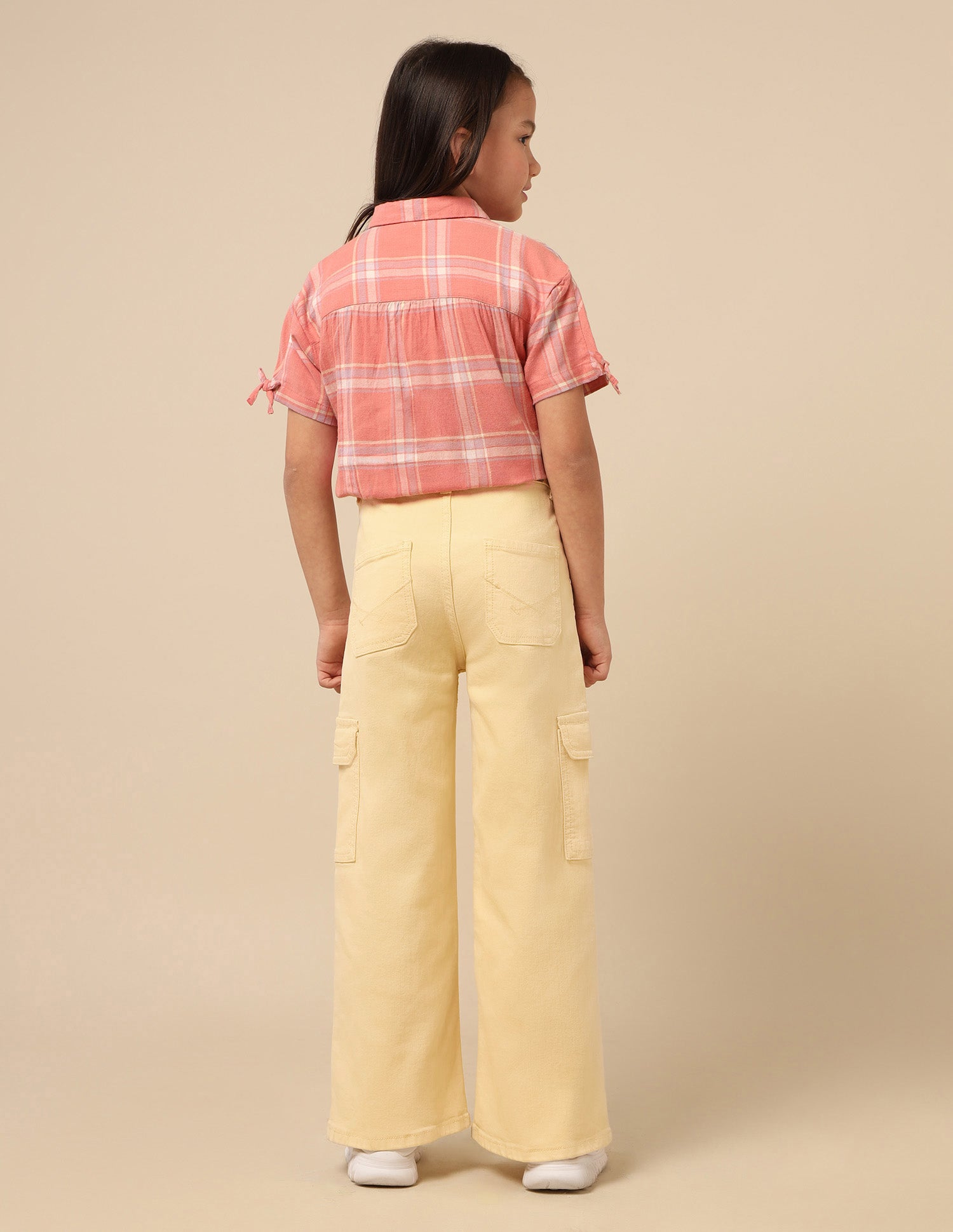 Girls Wide Leg Fit High Rise Jeans Cream - U.S. POLO ASSN. | Large