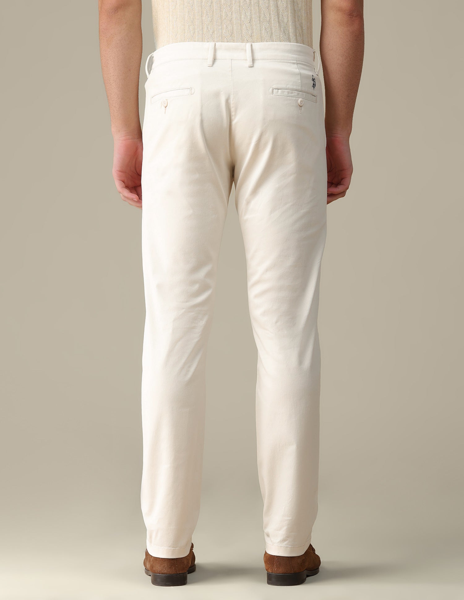 Denver slim fit Twill Trousers Ecru - U.S. Polo Assn. India | Large
