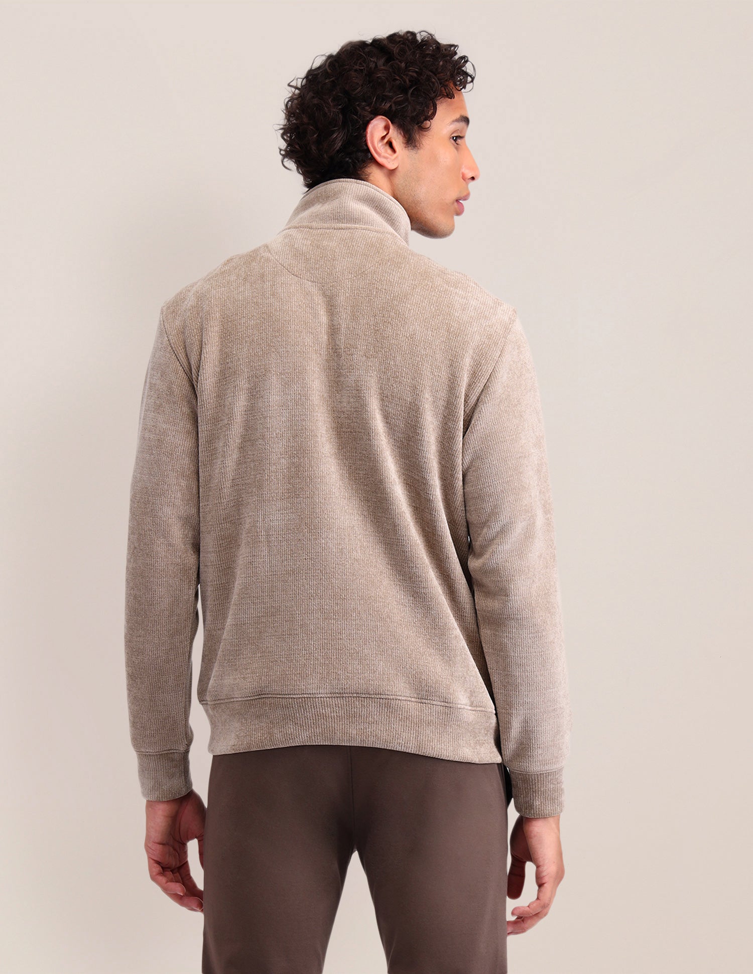 Textured Regular Fit Sweatshirt Light Brown - U.S. POLO ASSN. | Large