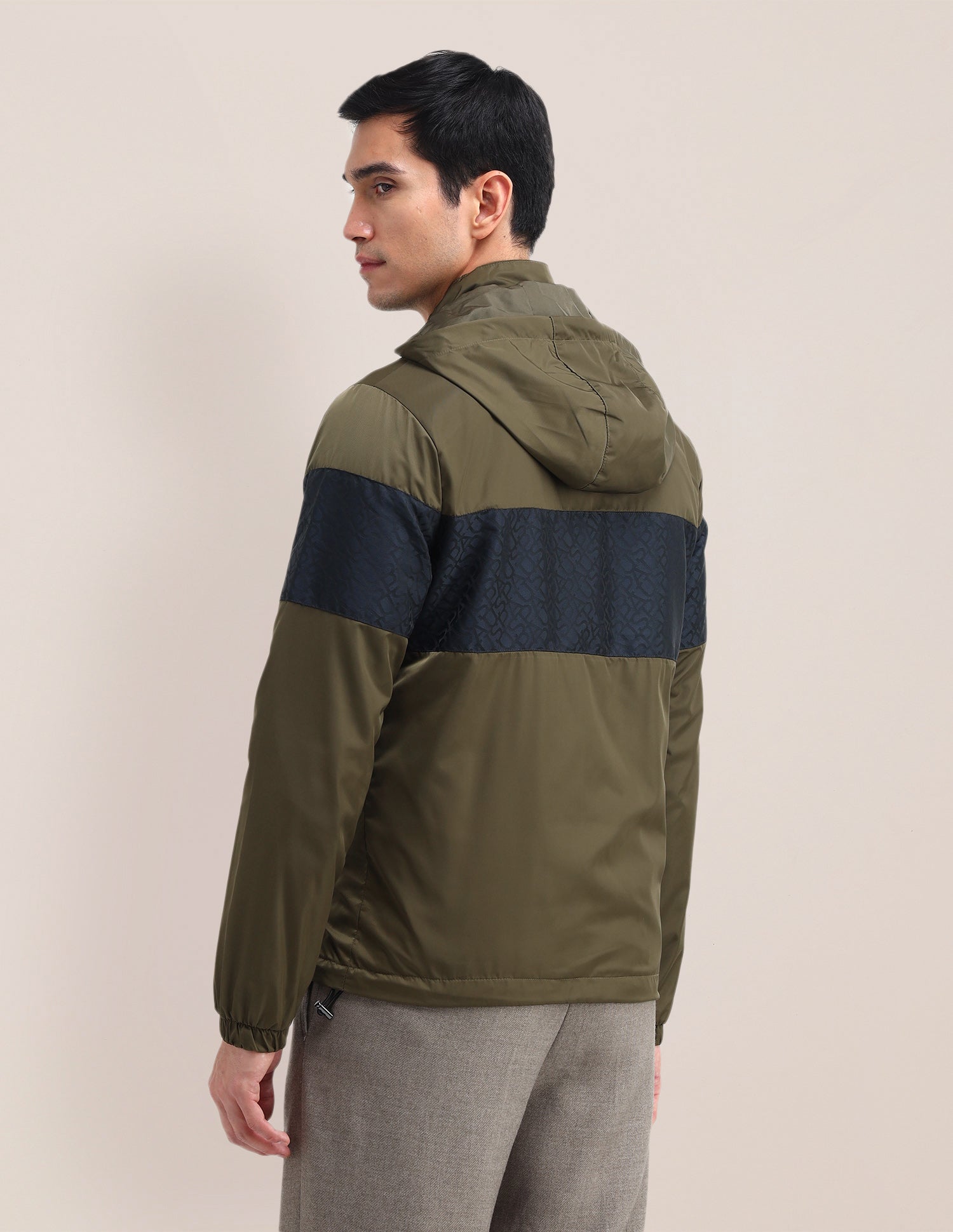 Brand Printed Regular Fit Jacket Olive - U.S. Polo Assn. India | Large