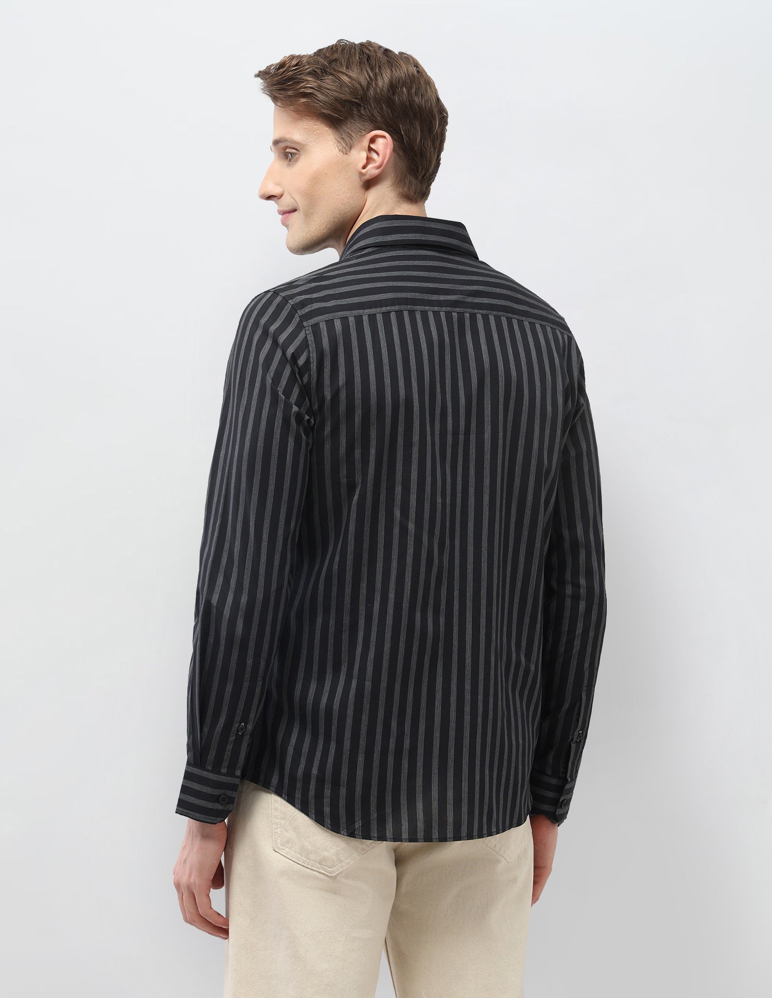 Regular Fit Vertical Striped Black & Gold Shirt Regular Fit Vertical Striped Black & Gold Shirt