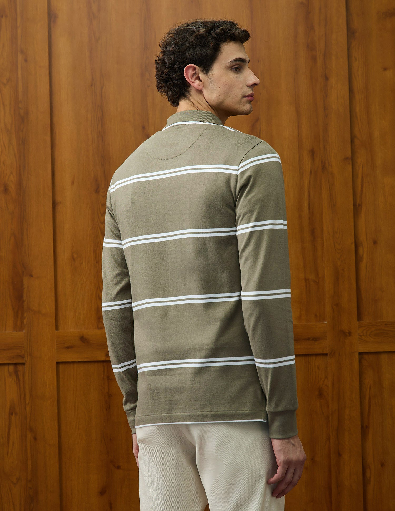 Horizontal Striped Varsity Theatre Polo Shirt Light Olive - U.S. Polo Assn. India | Large
