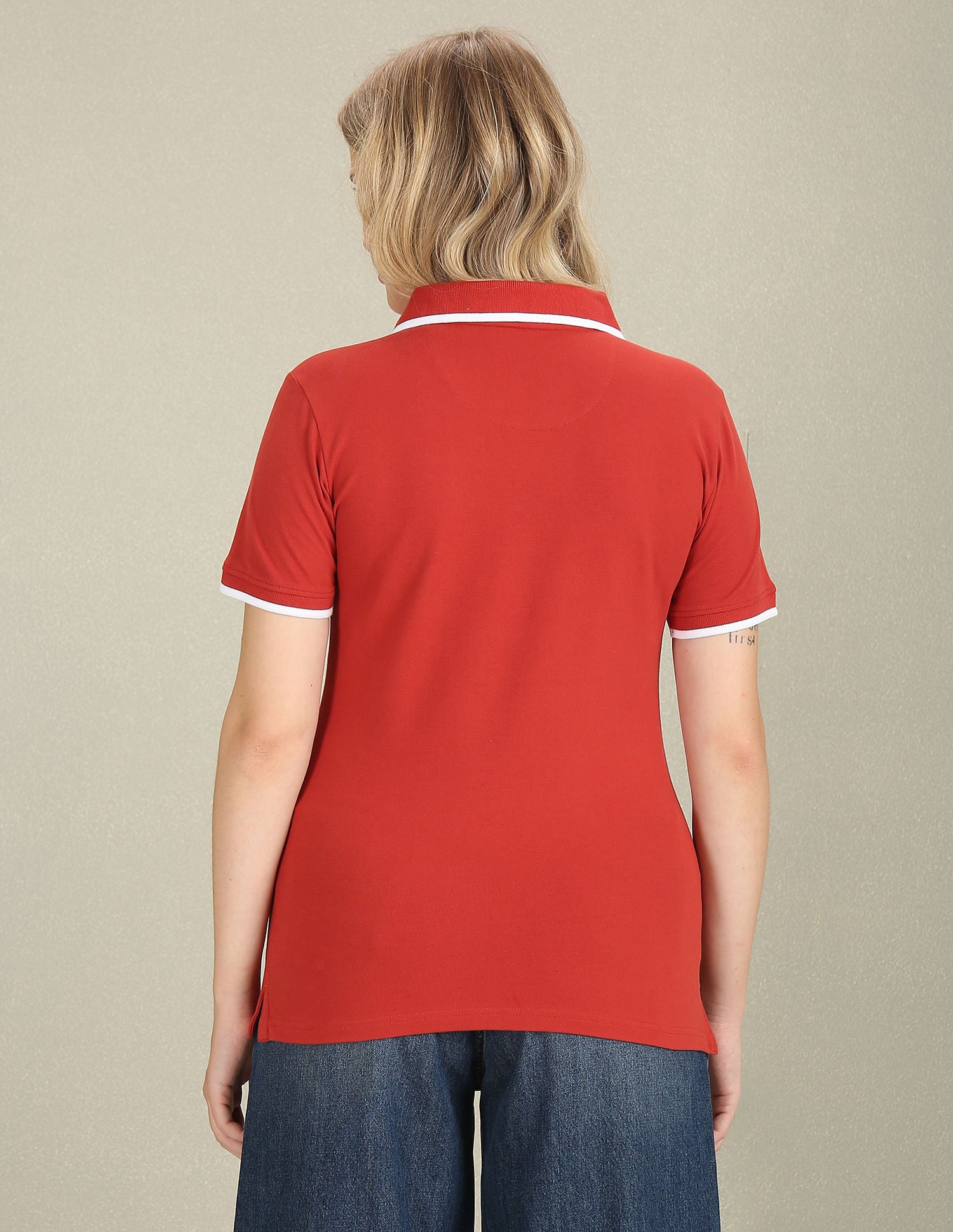 Tipped Collar Pique Polo Shirt Rust - U.S. POLO ASSN. | Large