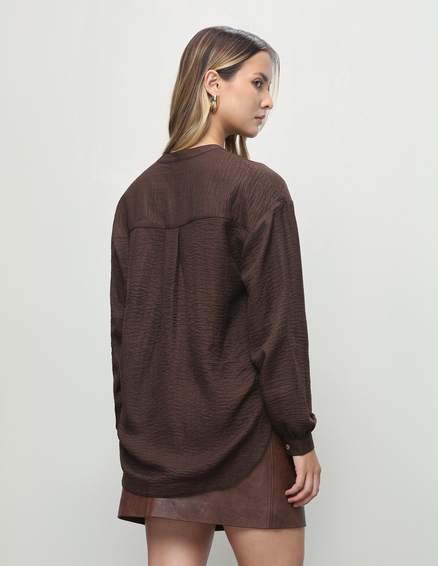 Textured Relaxed Fit Shirt Brown - U.S. Polo Assn. India | Large