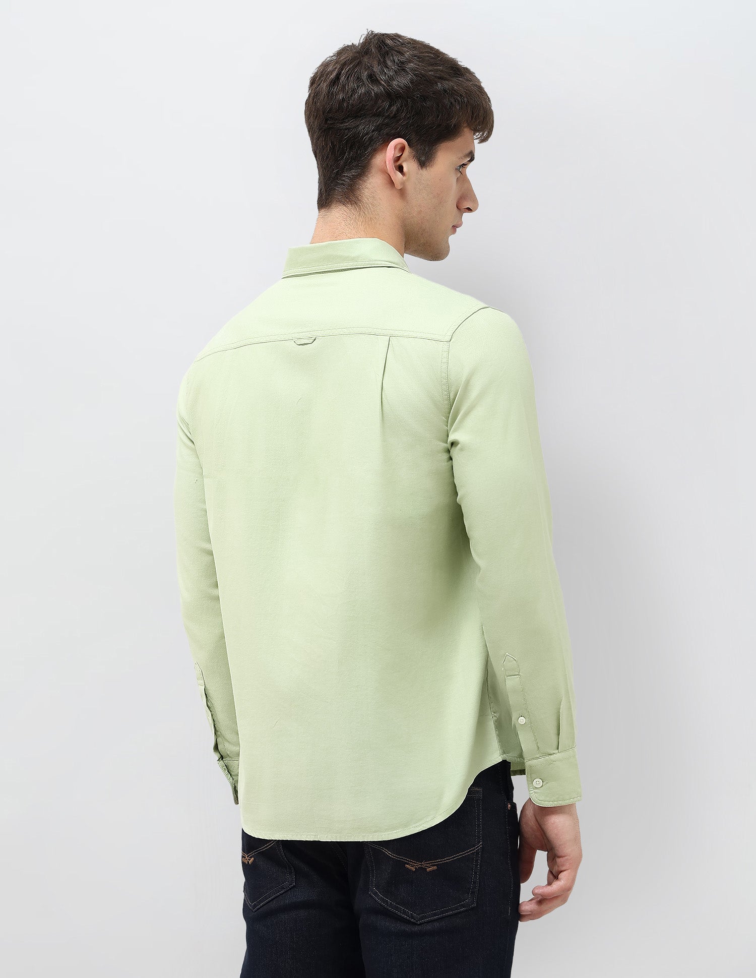 Solid Regular Fit Twill Shirt Light Green - U.S. Polo Assn. India | Large