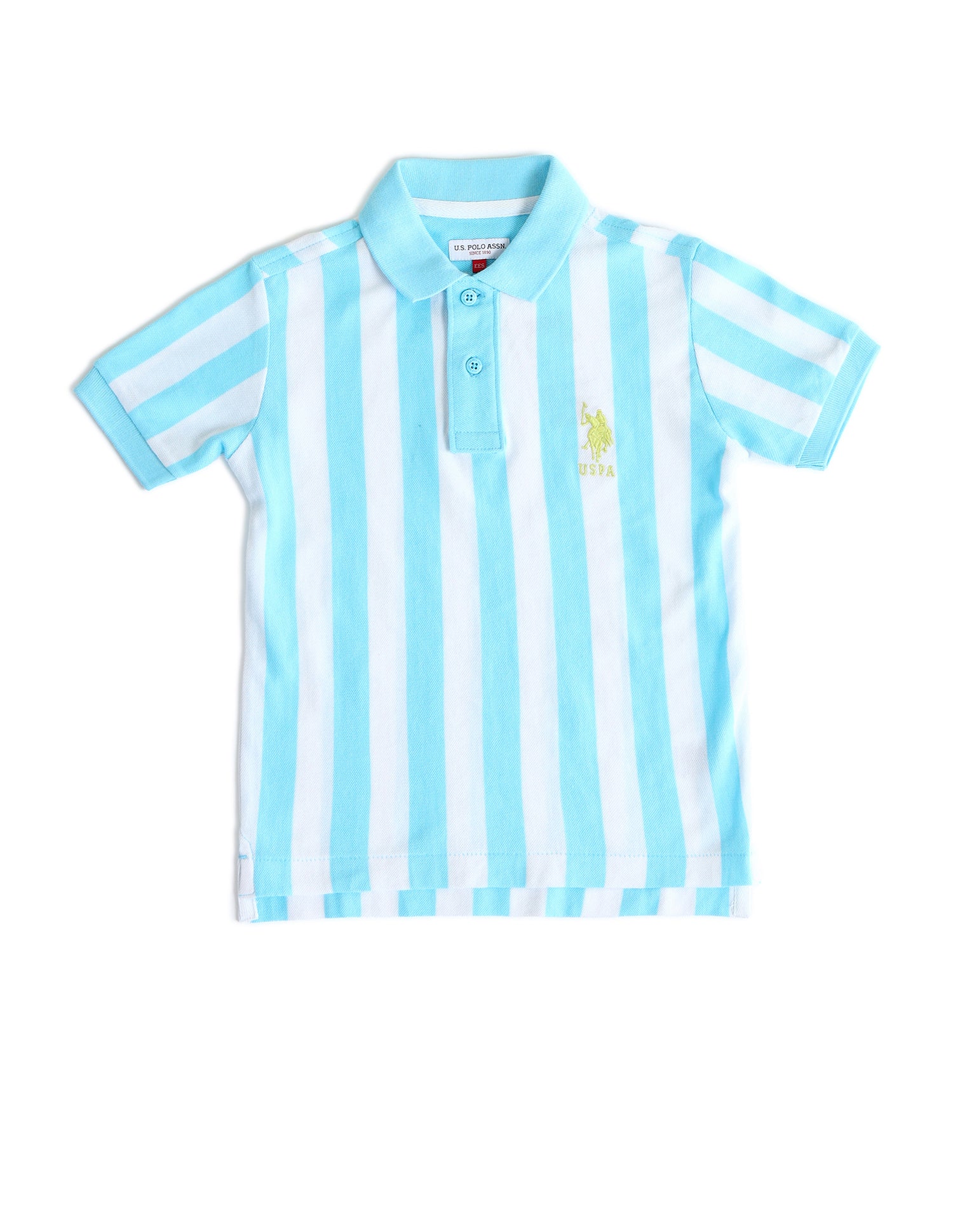 Boys Vertical Striped Regular Fit Polo Shirts Light Blue - U.S. POLO ASSN. | Large