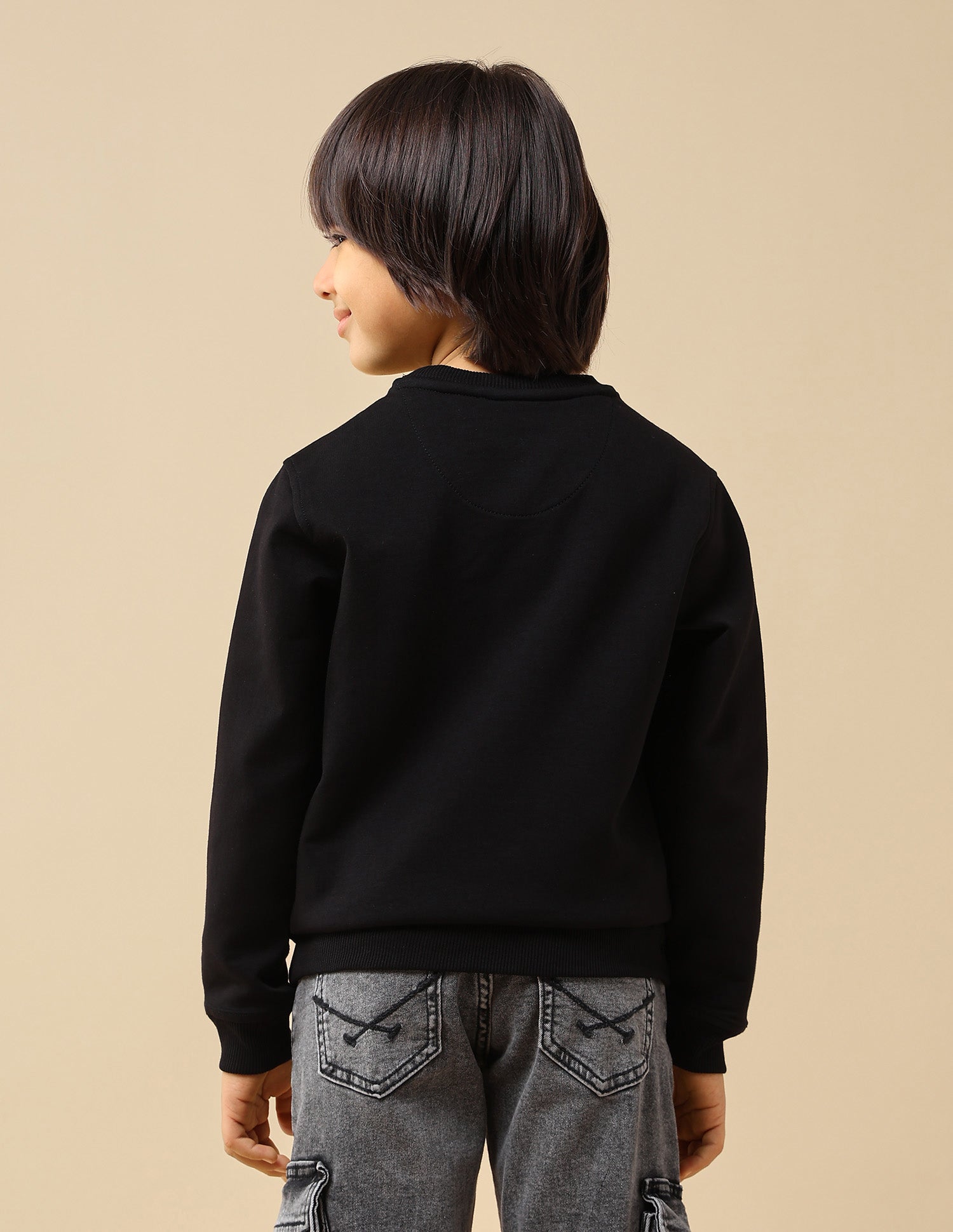 Boys Graphic Brand Embossed Regular Fit Sweatshirt Black - U.S. POLO ASSN. | Large