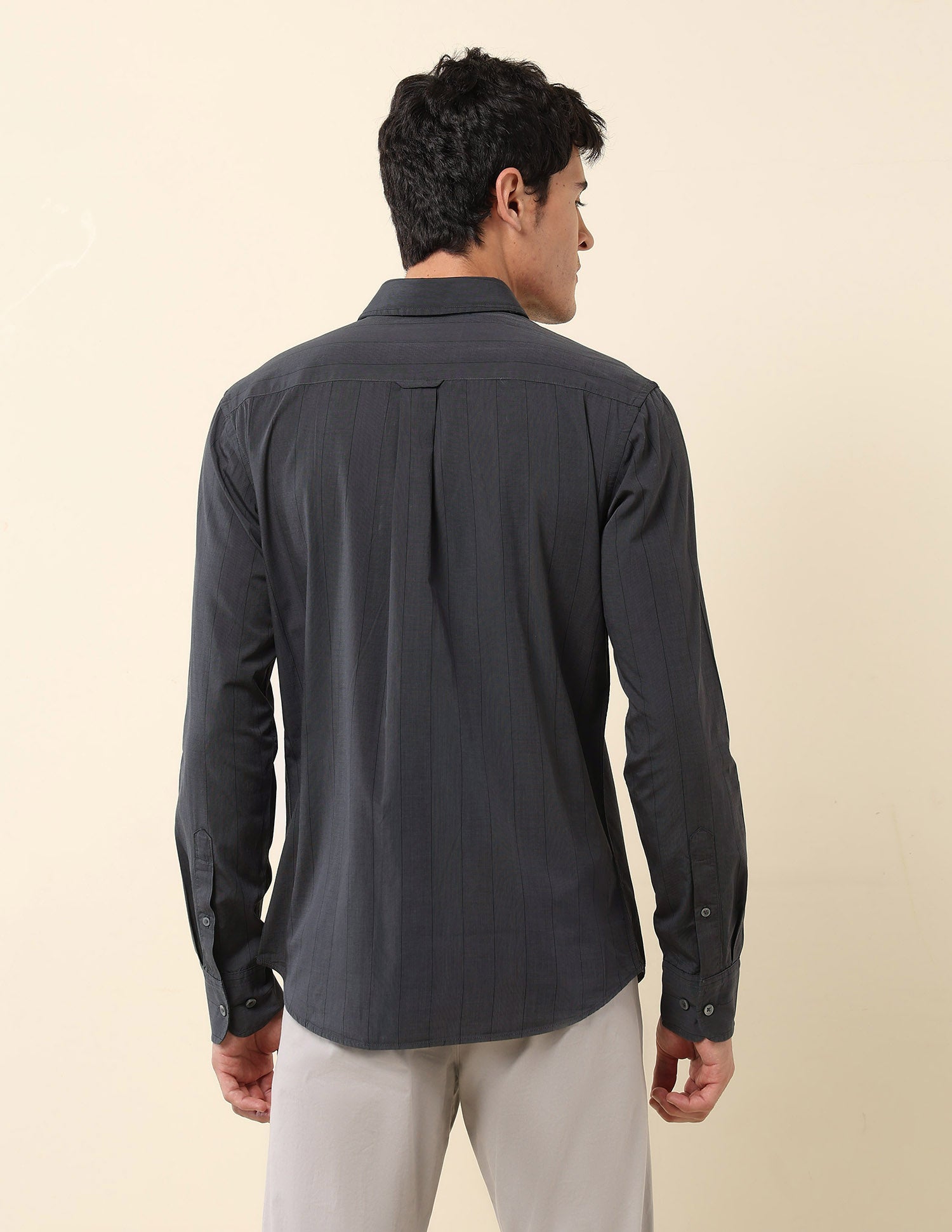 Pinstriped Pure Cotton Shirt Grey - U.S. POLO ASSN. | Large