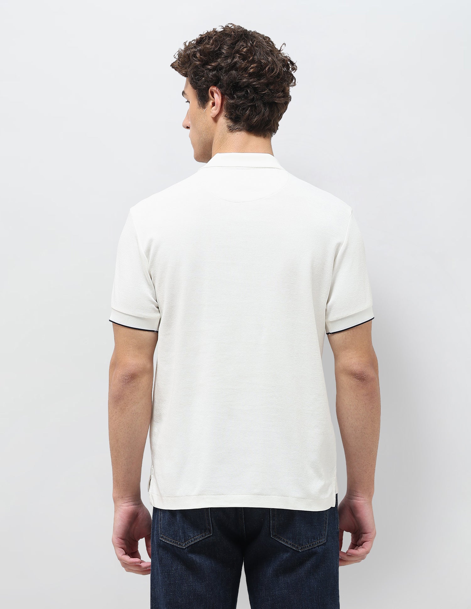 Solid Slim Fit Polo Shirt Off White - U.S. Polo Assn. India | Large