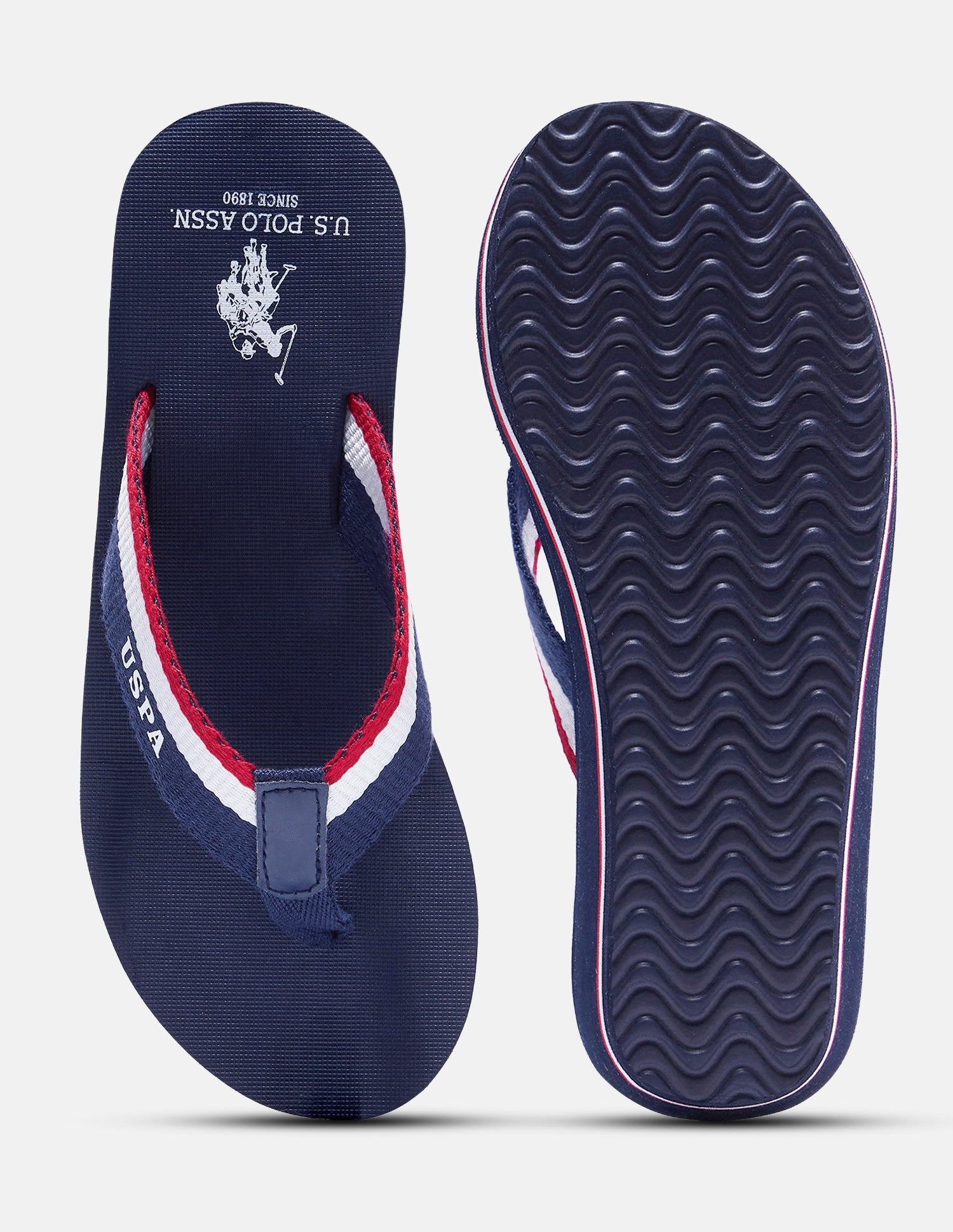 Saray Striped Flip Flop Wedge Sandals Navy - U.S. Polo Assn. India | Large