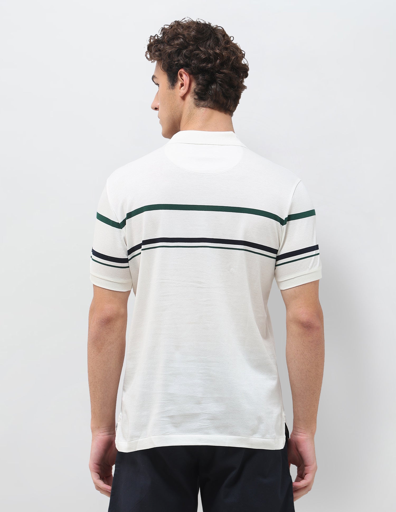Horizontal Striped Slim Fit Polo Shirt White - U.S. Polo Assn. India | Large
