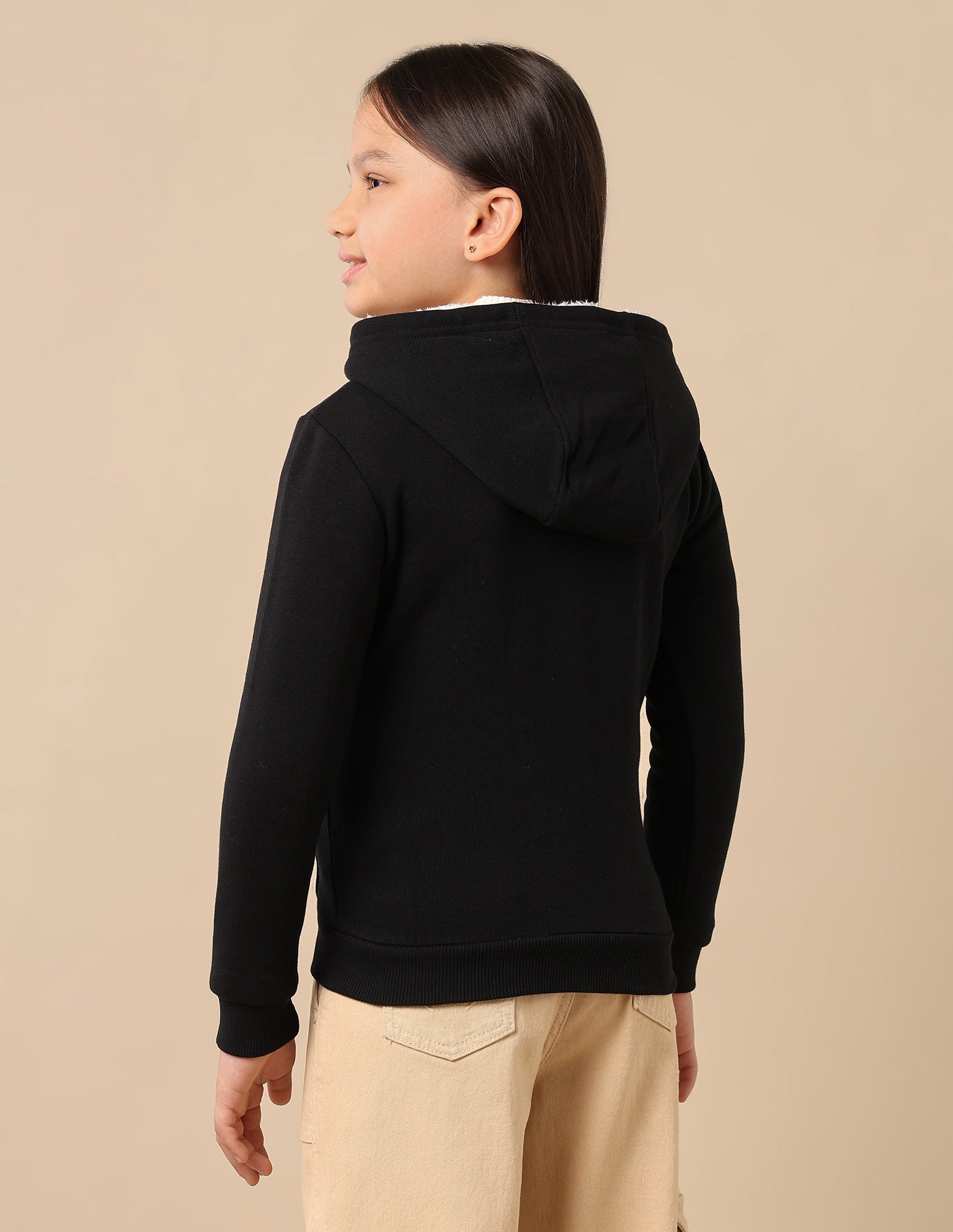 Girls Brand Print Hooded Sweatshirt Black - U.S. POLO ASSN. | Large