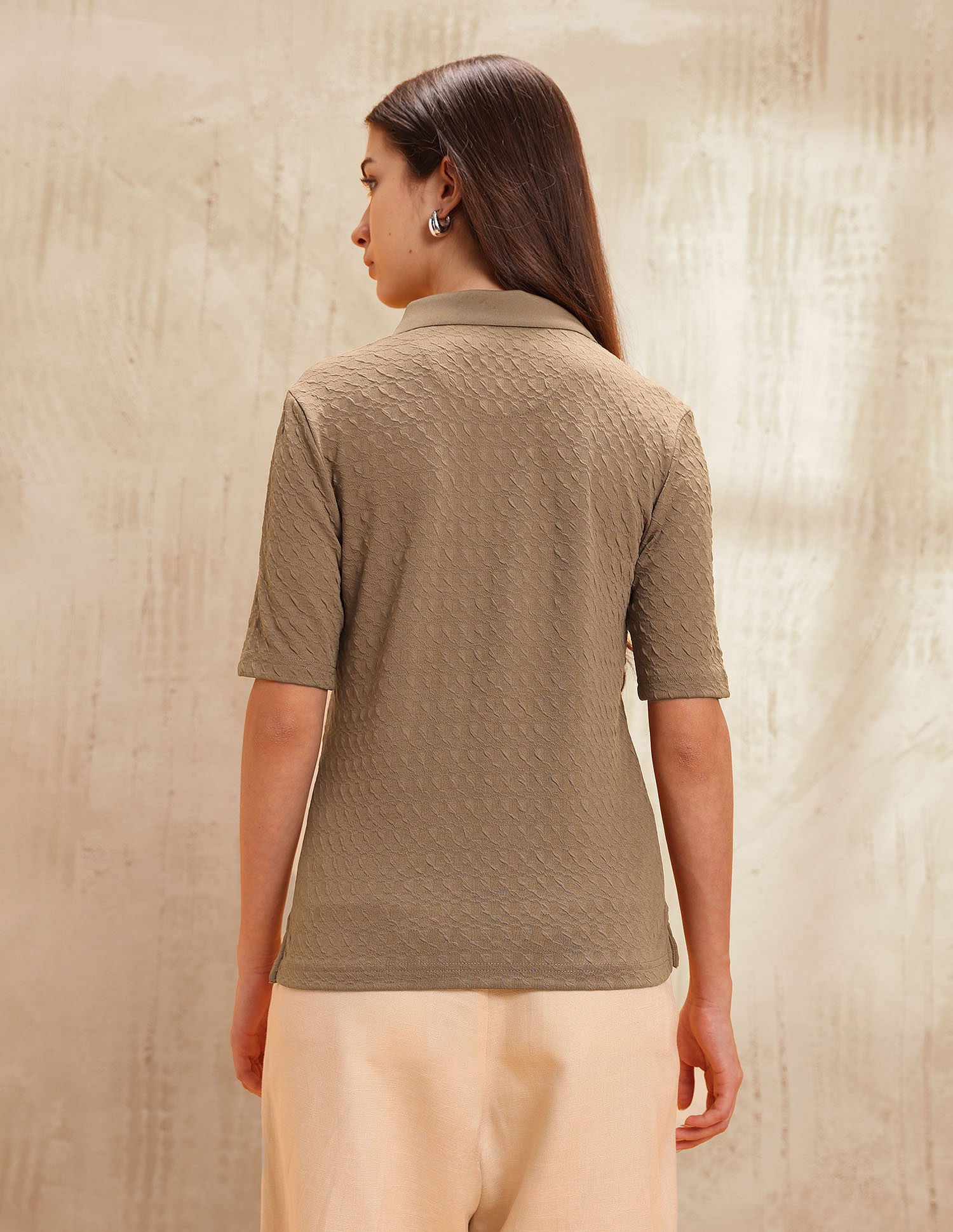 Polo With Elbow Sleeves And  Embelished Buttons Dark Brown - U.S. POLO ASSN. | Large