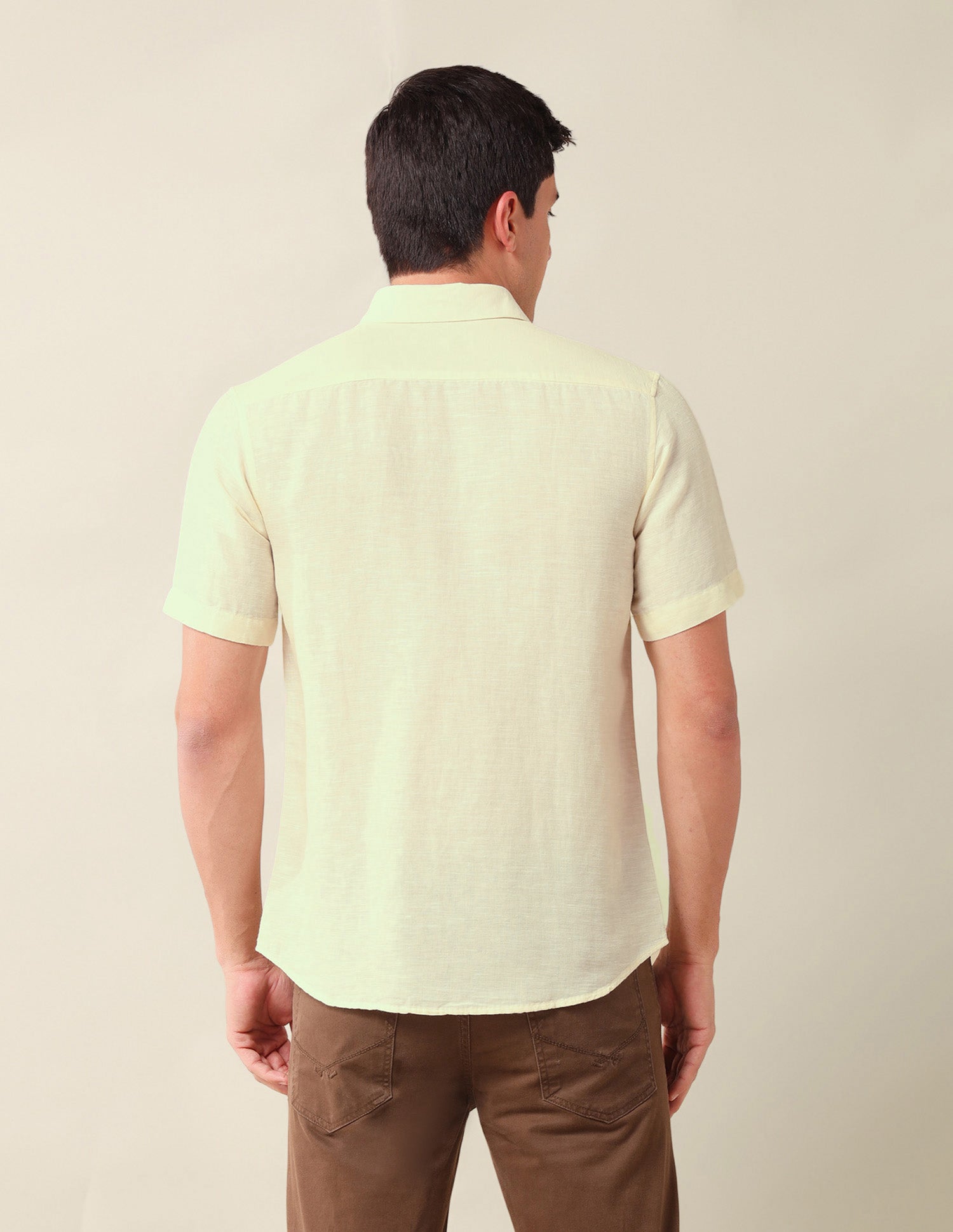 Solid Tailored Fit Shirt Light Yellow - U.S. Polo Assn. India | Large