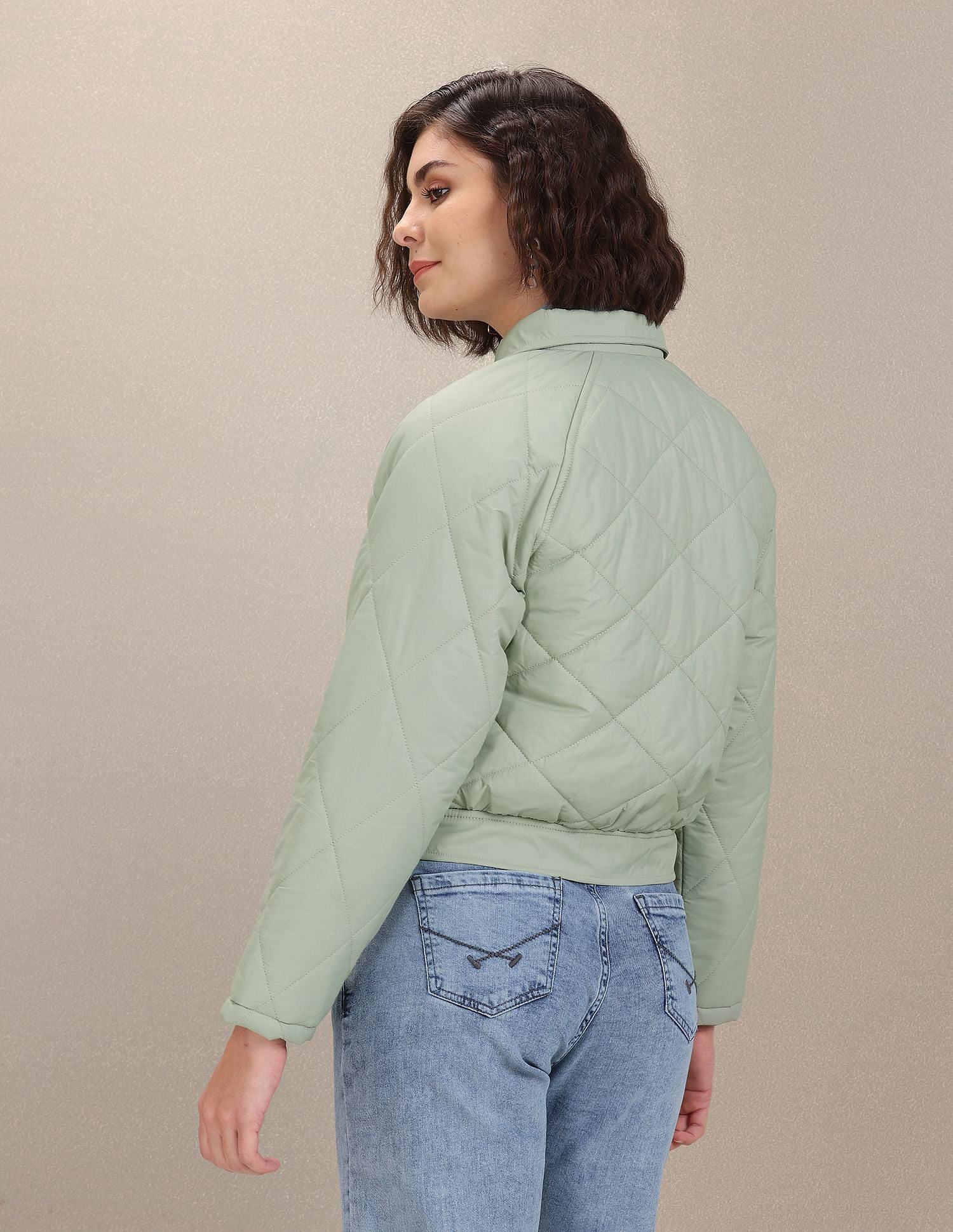 Solid Quilted Jacket Light Green - U.S. POLO ASSN. | Large