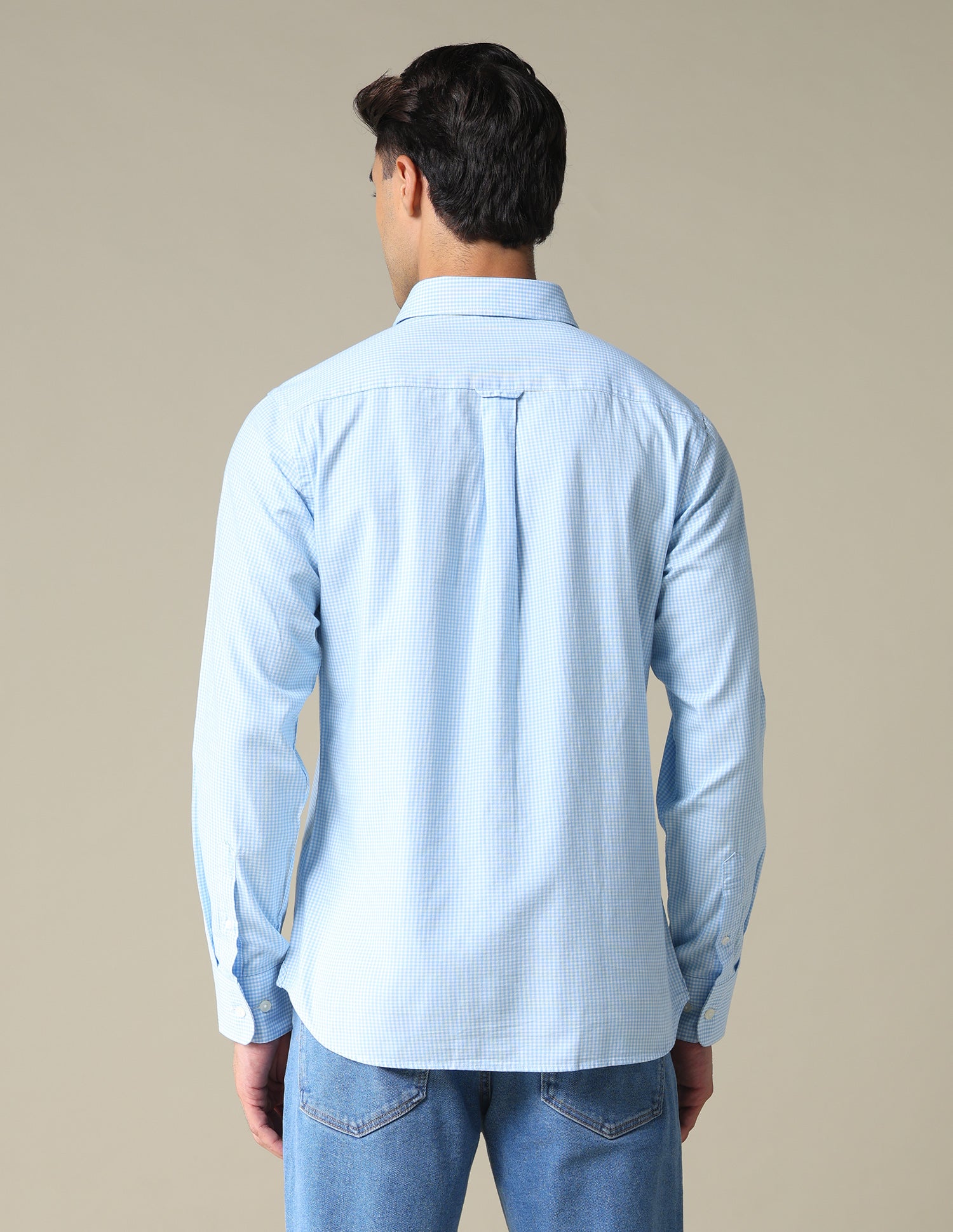 Gingham Checked Tailored Fit Shirt Light Blue - U.S. POLO ASSN. | Large