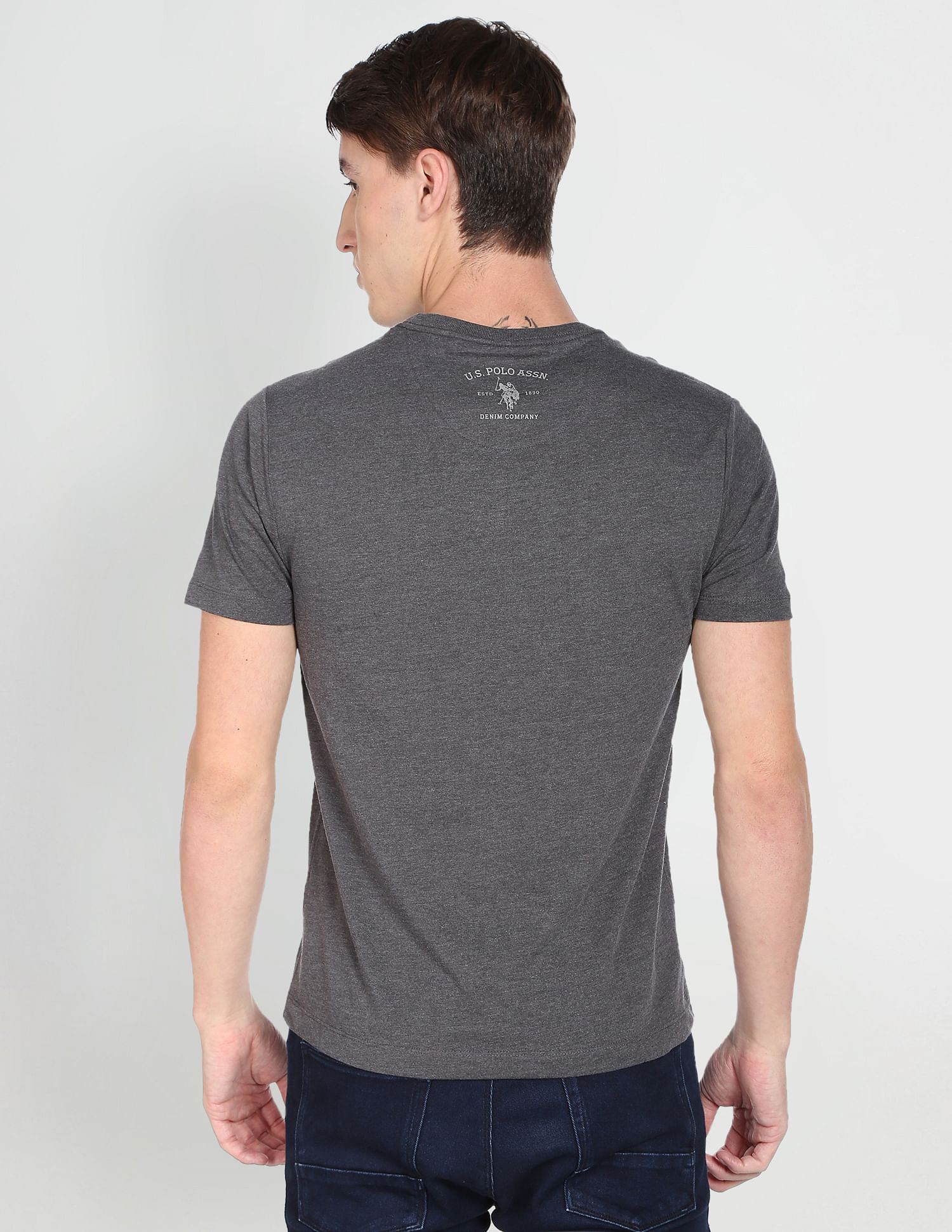 Crew Neck Brand Print T-Shirt Charcoal - U.S. POLO ASSN. | Large