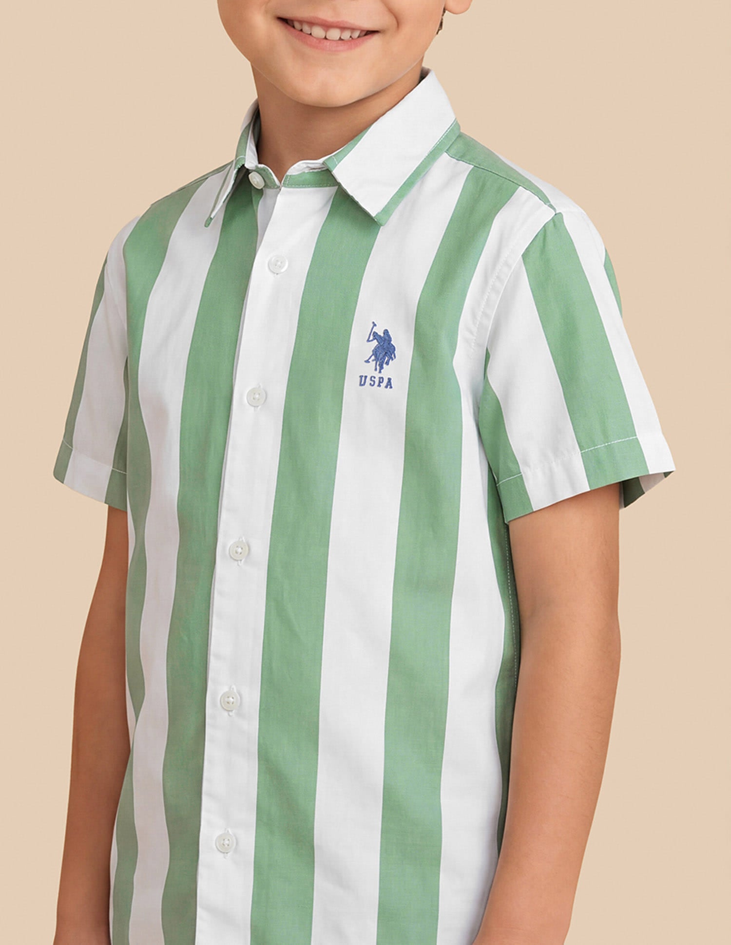 Vertical Striped Regular Fit Shirt Green - U.S. Polo Assn. India | Large