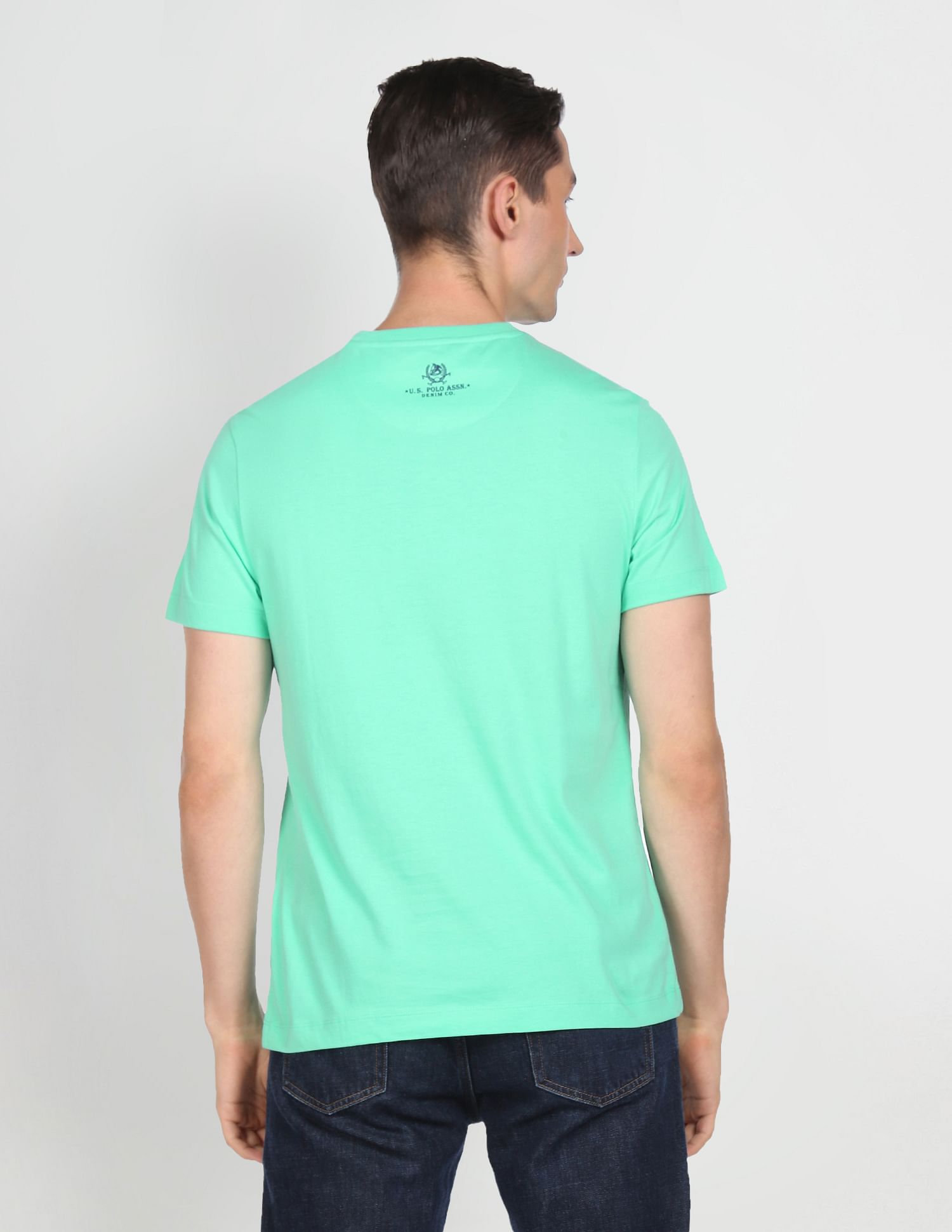 Crew Neck Graphic Print T-Shirt Aqua - U.S. POLO ASSN. | Large