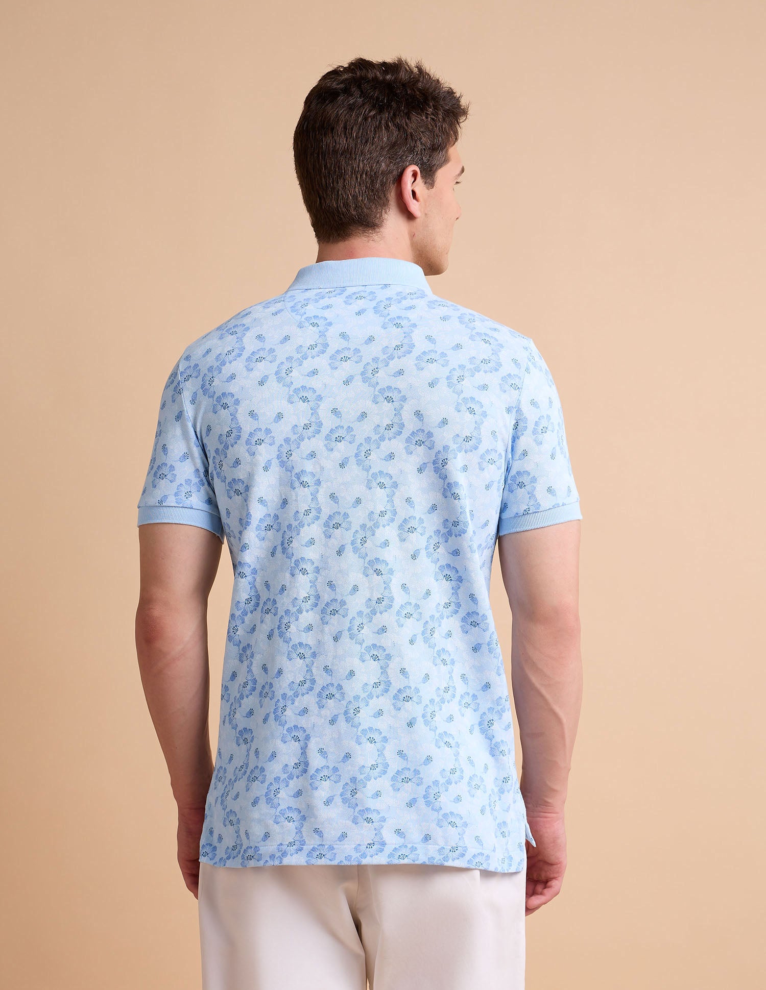 Floral Printed Pure Cotton Polo Shirt Light Blue - U.S. POLO ASSN. | Large