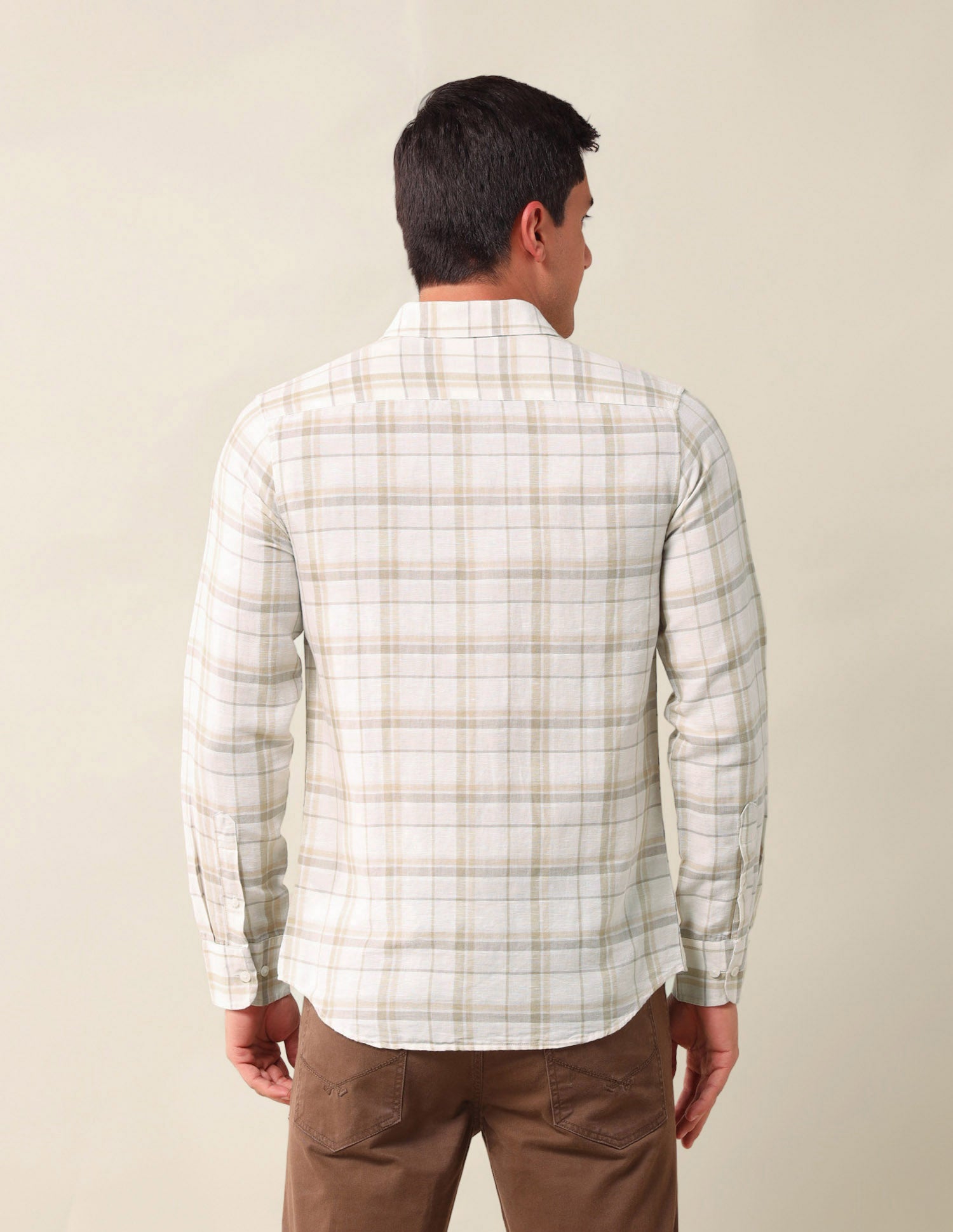 Plaid Checked Tailored Fit Shirt Beige - U.S. Polo Assn. India | Large