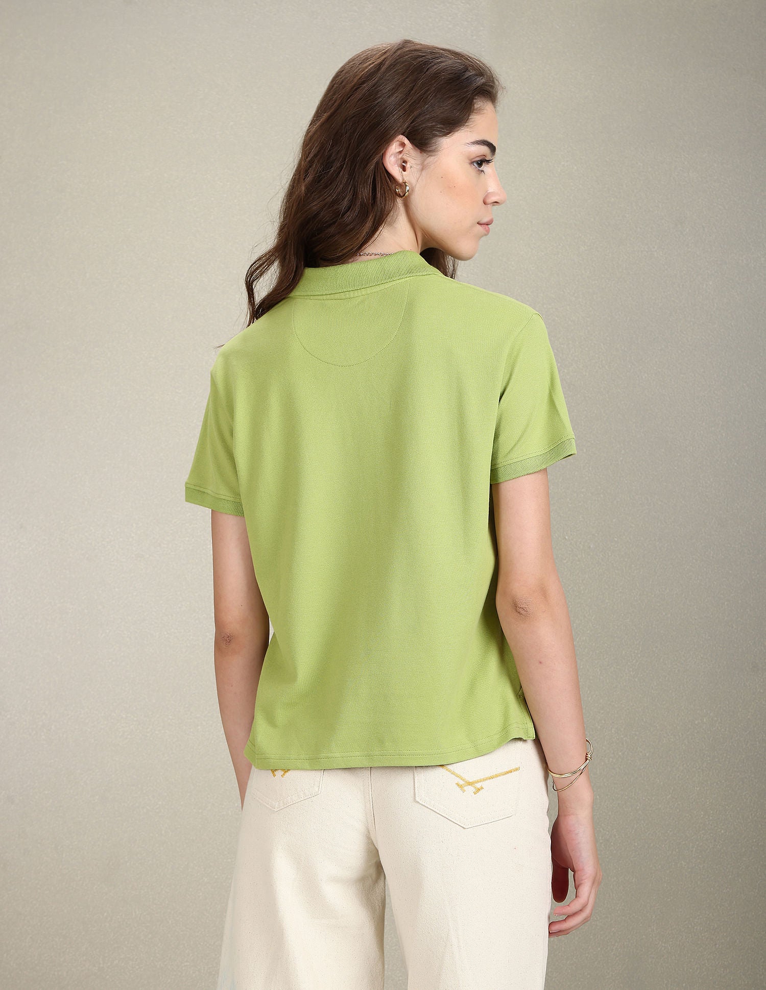 Boxy Crop Polo Shirt Lime - U.S. POLO ASSN. | Large