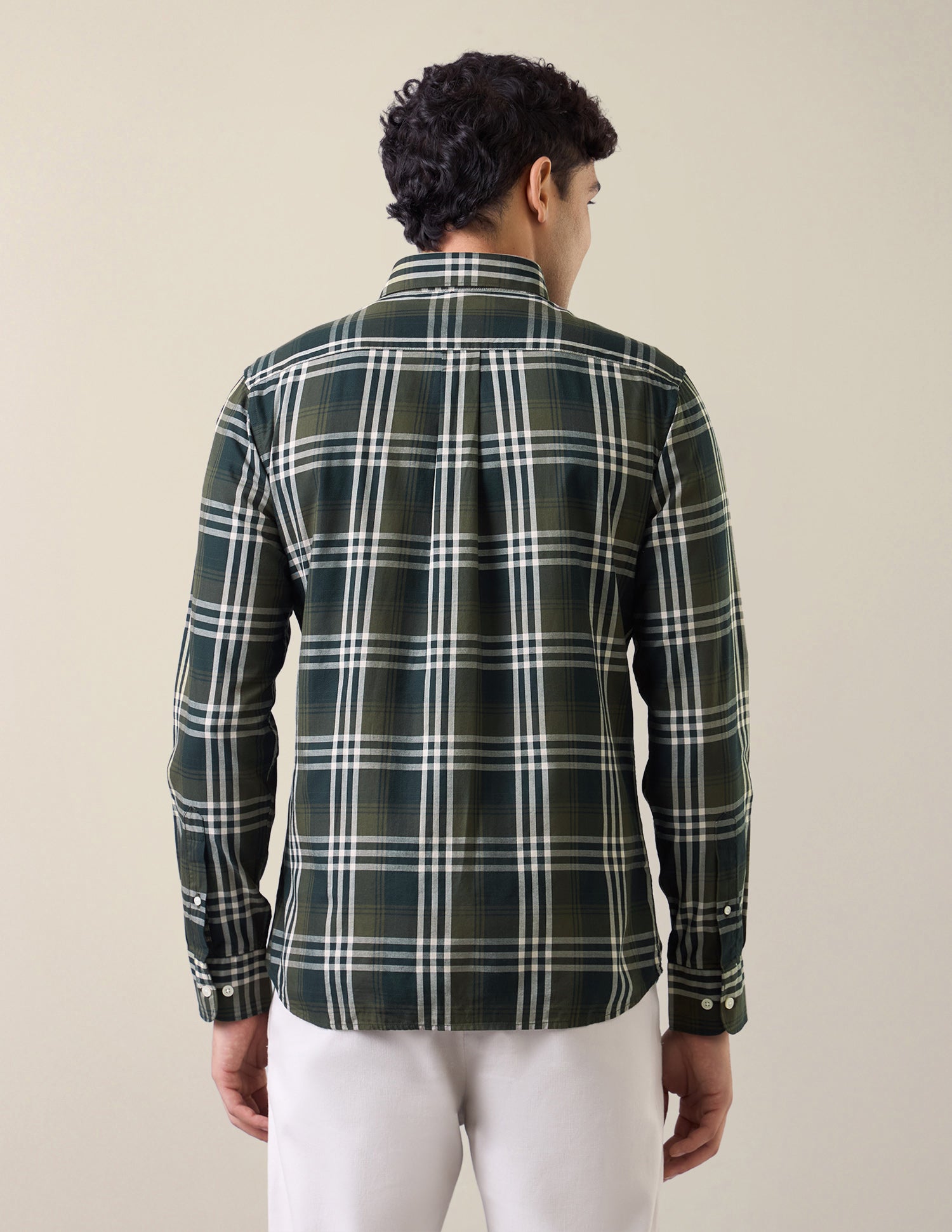 Plaid Checked Twill Shirt Dark Olive - U.S. Polo Assn. India | Large