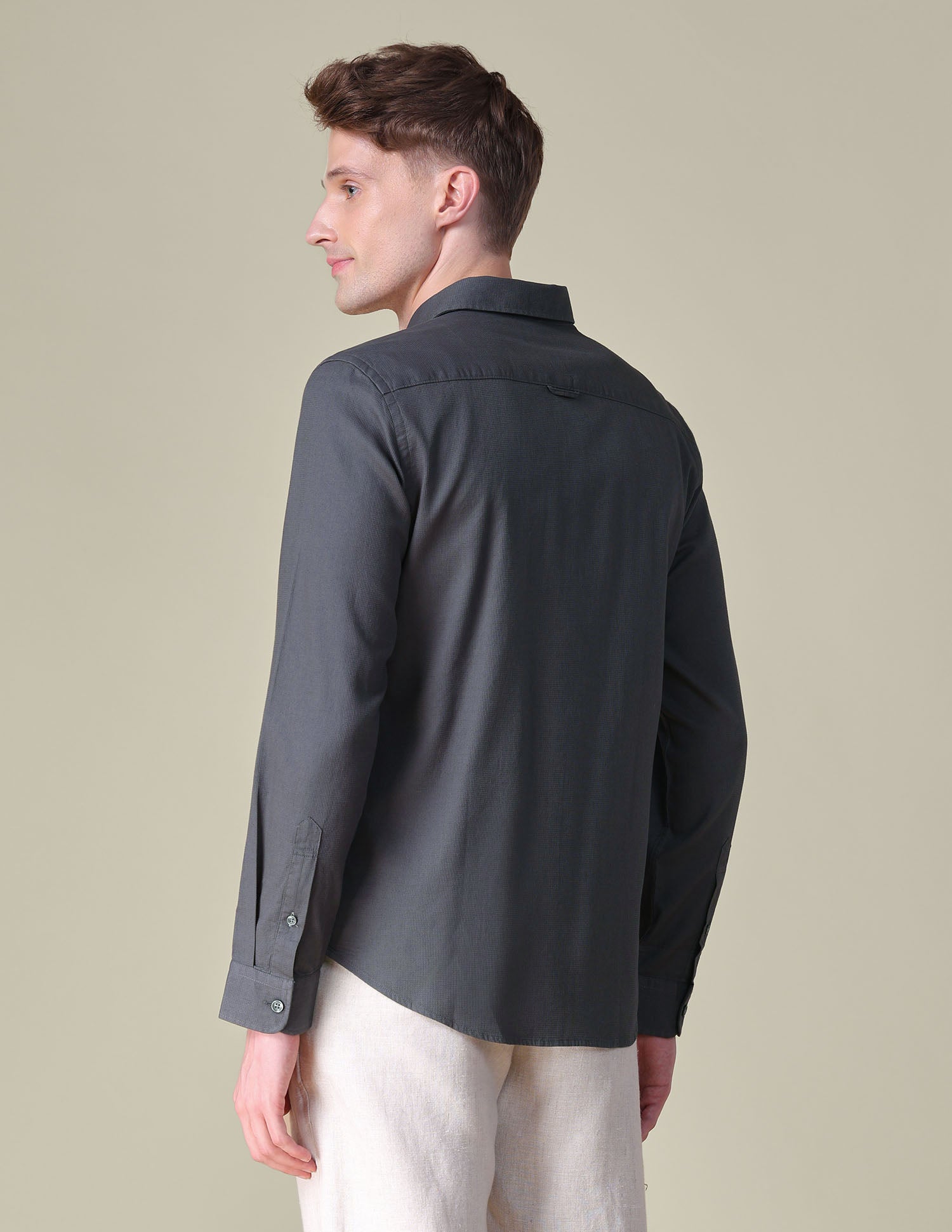 Dobby Regular Fit Shirt Mid Grey - U.S. POLO ASSN. | Large