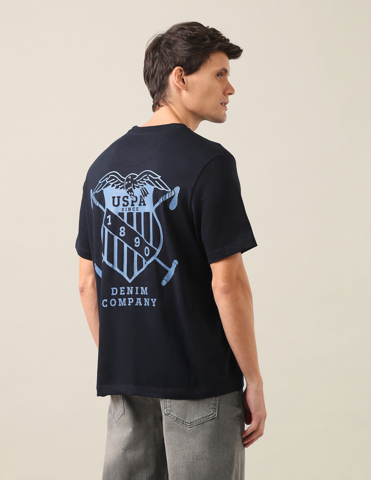 Graphic Brand Printed Relaxed Fit T-Shirt Navy - U.S. Polo Assn. India | Large