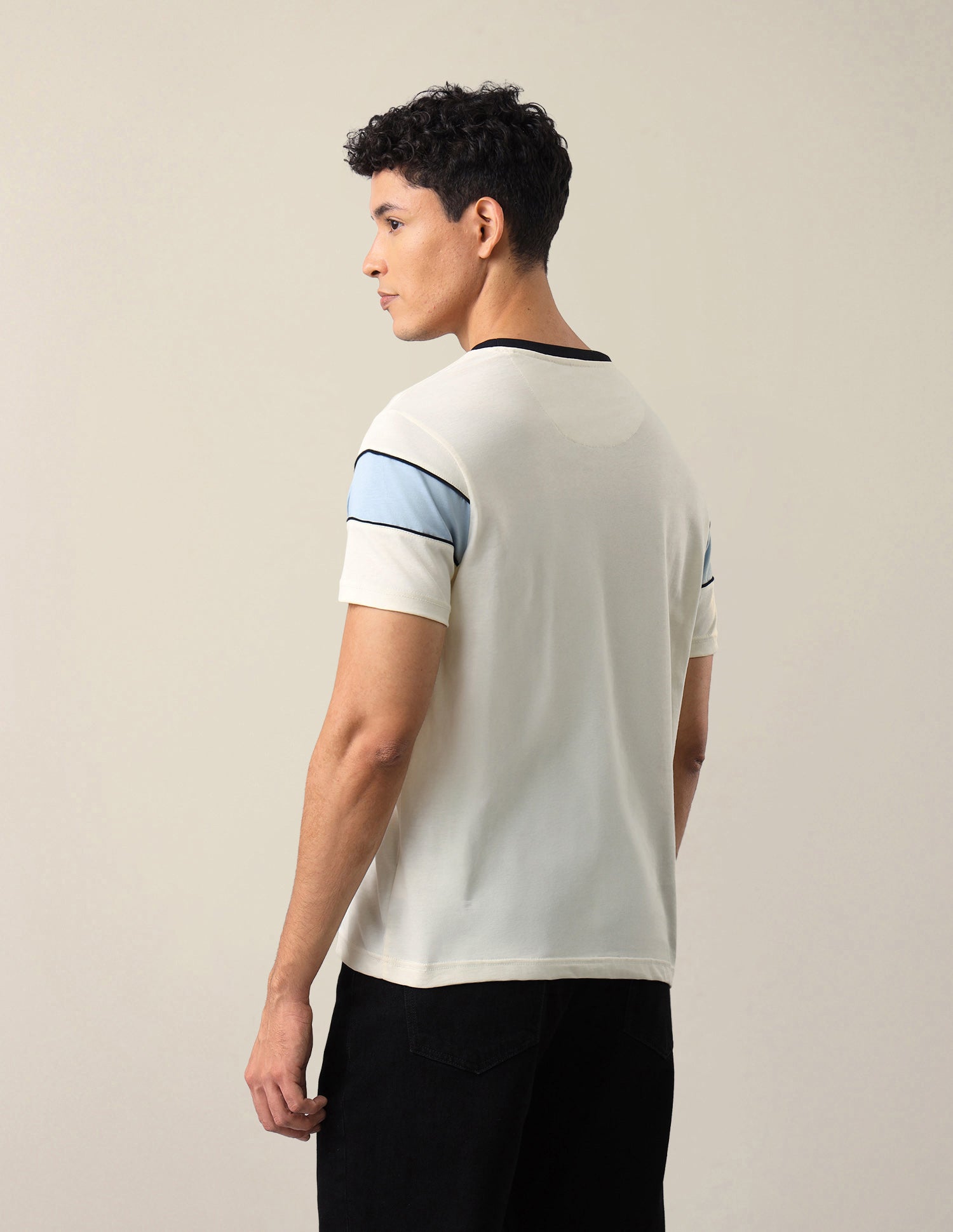 Solid Regular Fit T-Shirt Off White - U.S. Polo Assn. India | Large
